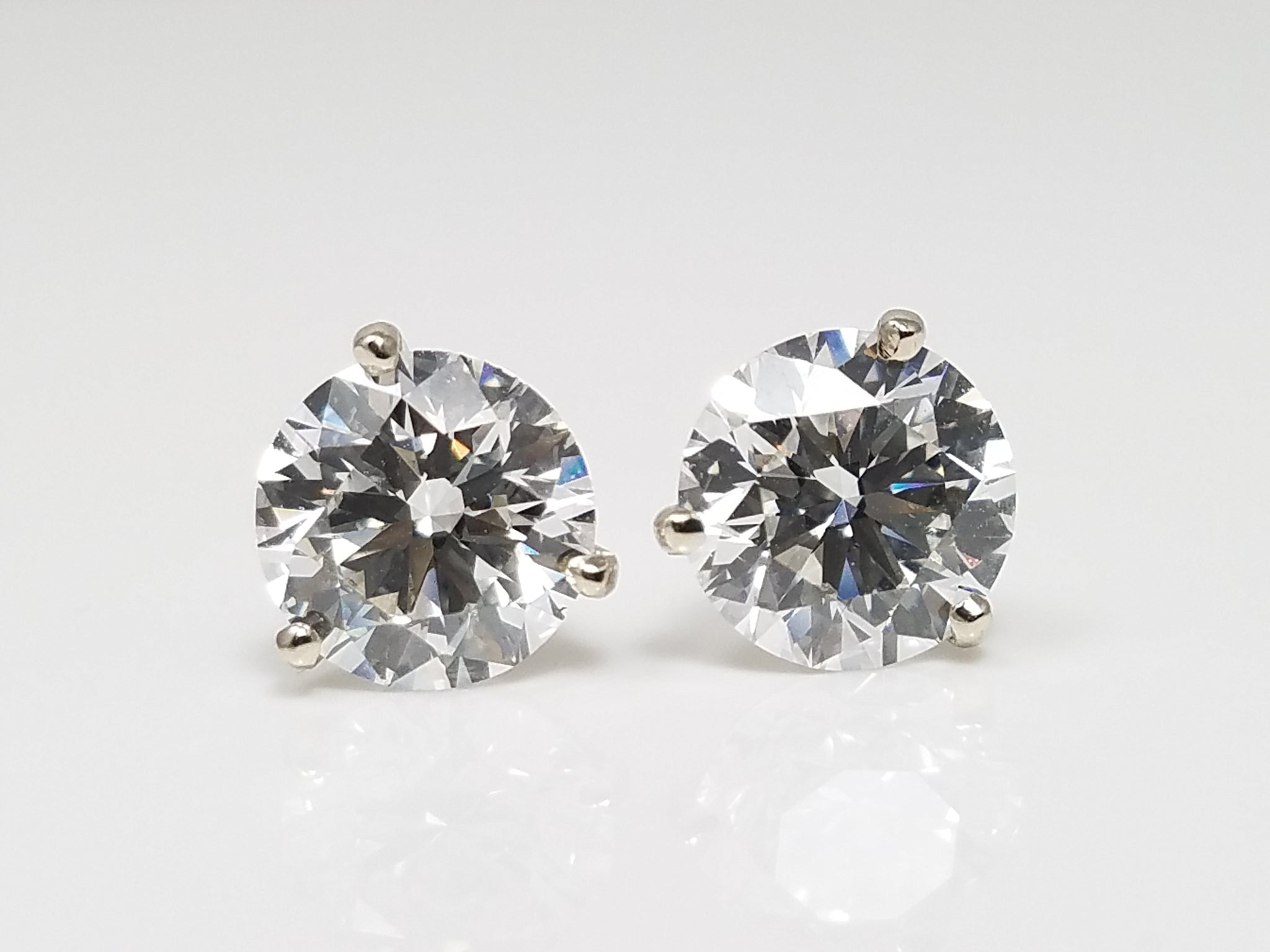 Dazzling New 14k White Gold IGI Certified 2.19ctw Lab Grown Diamond Solitaire Earrings