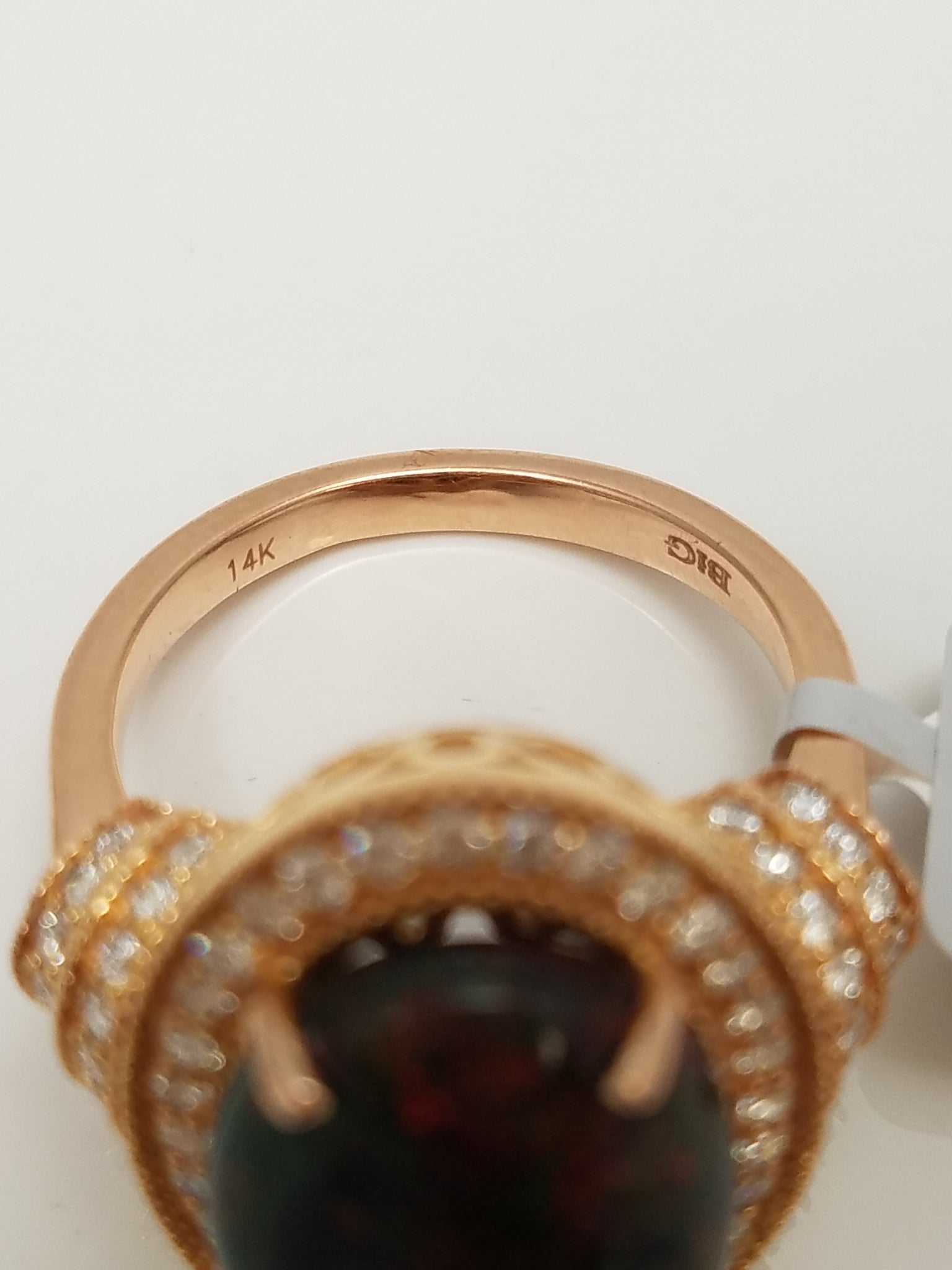 Exquisite IGI Certified 14k Rose Gold Natural Opal Diamond Custom Ring