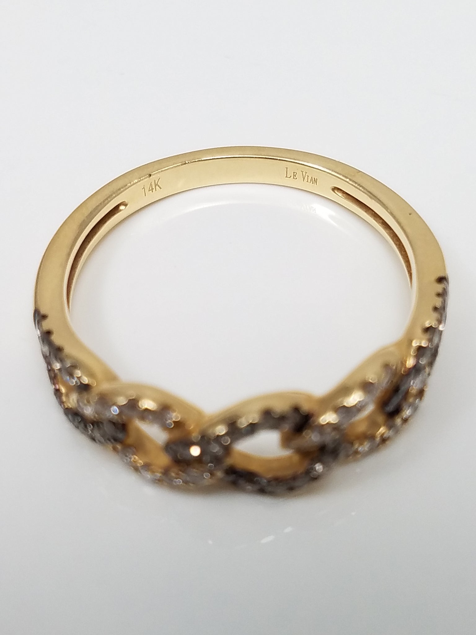 LeVian 14k Yellow Gold Chocolate Diamond Infinity Ring - $1600 Retail!