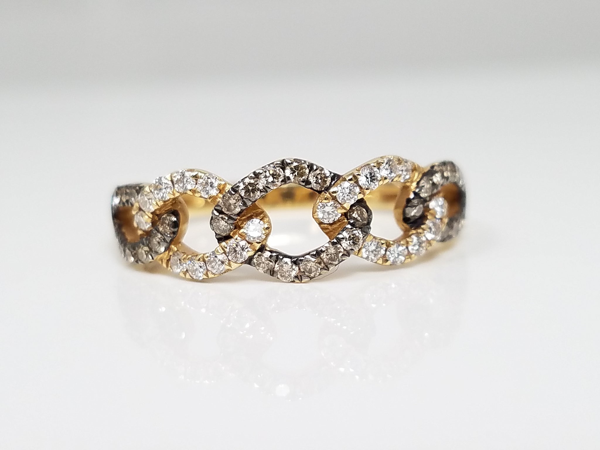 LeVian 14k Yellow Gold Chocolate Diamond Infinity Ring - $1600 Retail!