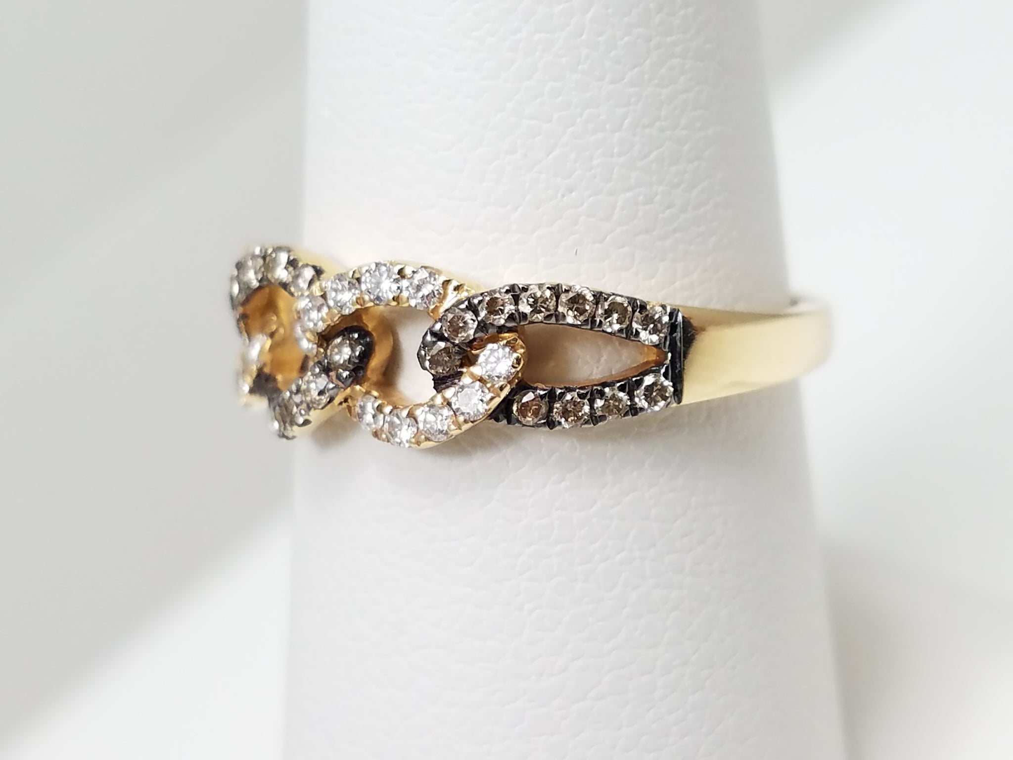 LeVian 14k Yellow Gold Chocolate Diamond Infinity Ring - $1600 Retail!