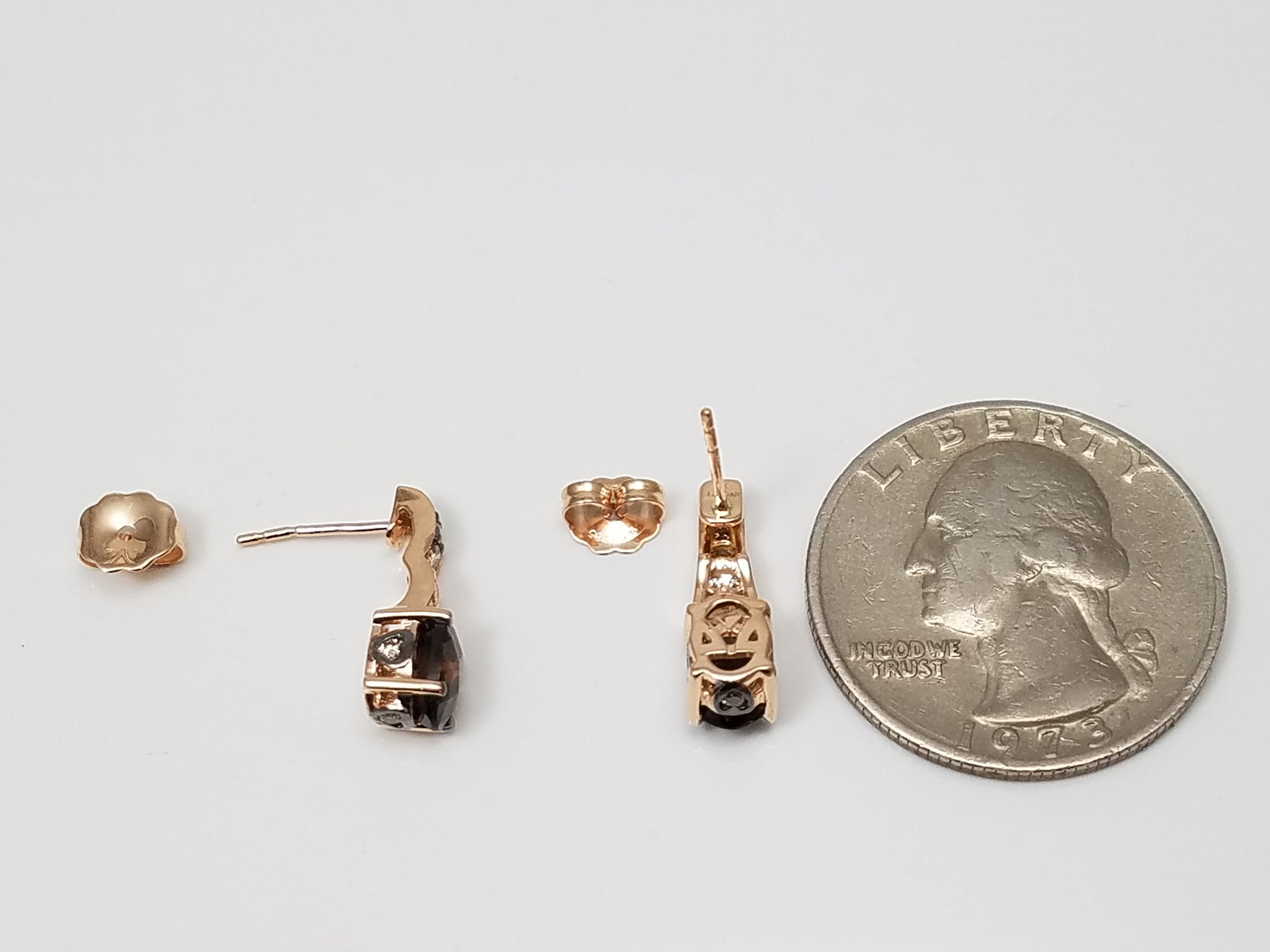 $1,200 Retail Le Vian 14k Rose Gold Smoky Quartz Natural Diamond Drop Earrings