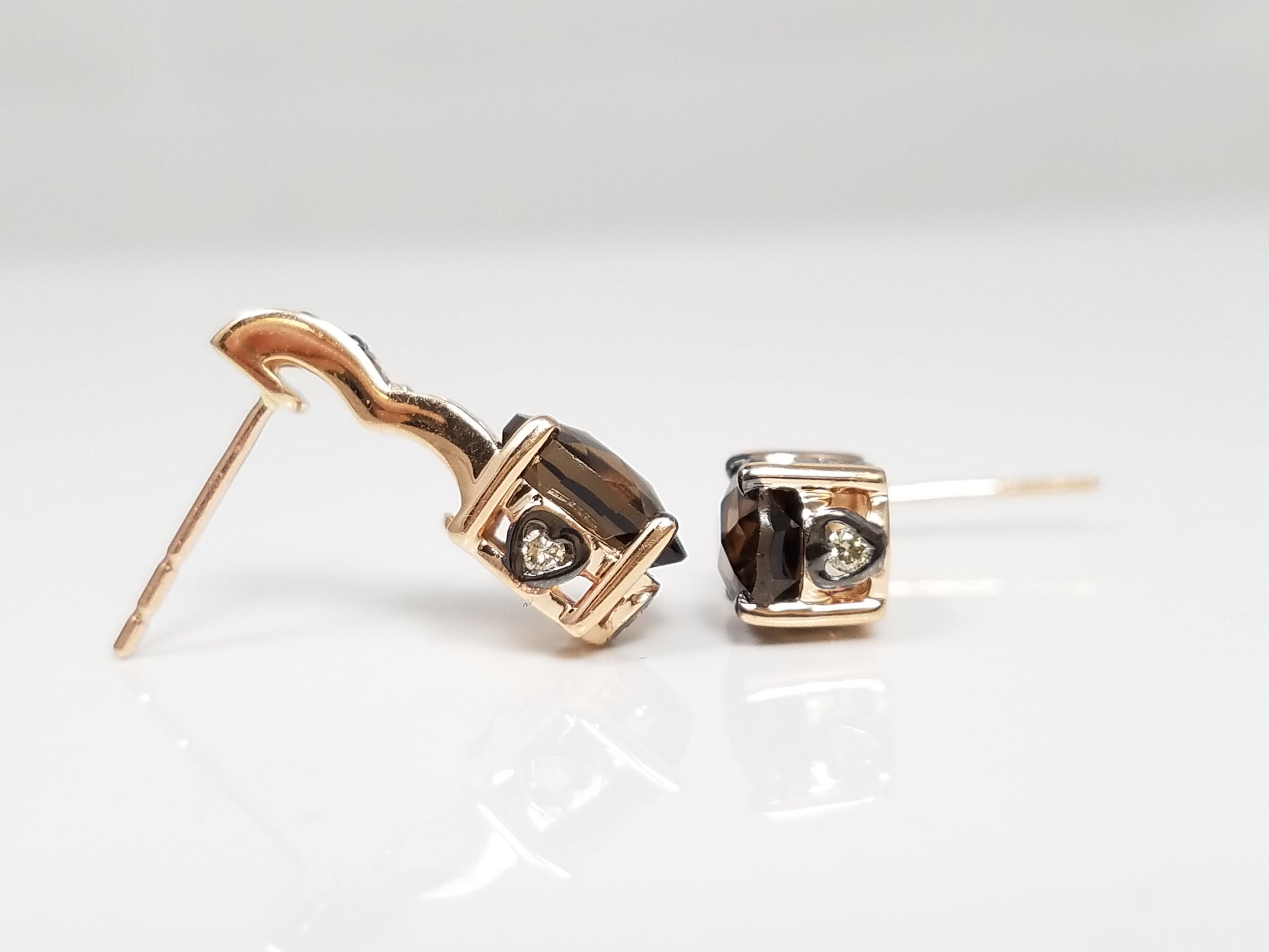 $1,200 Retail Le Vian 14k Rose Gold Smoky Quartz Natural Diamond Drop Earrings