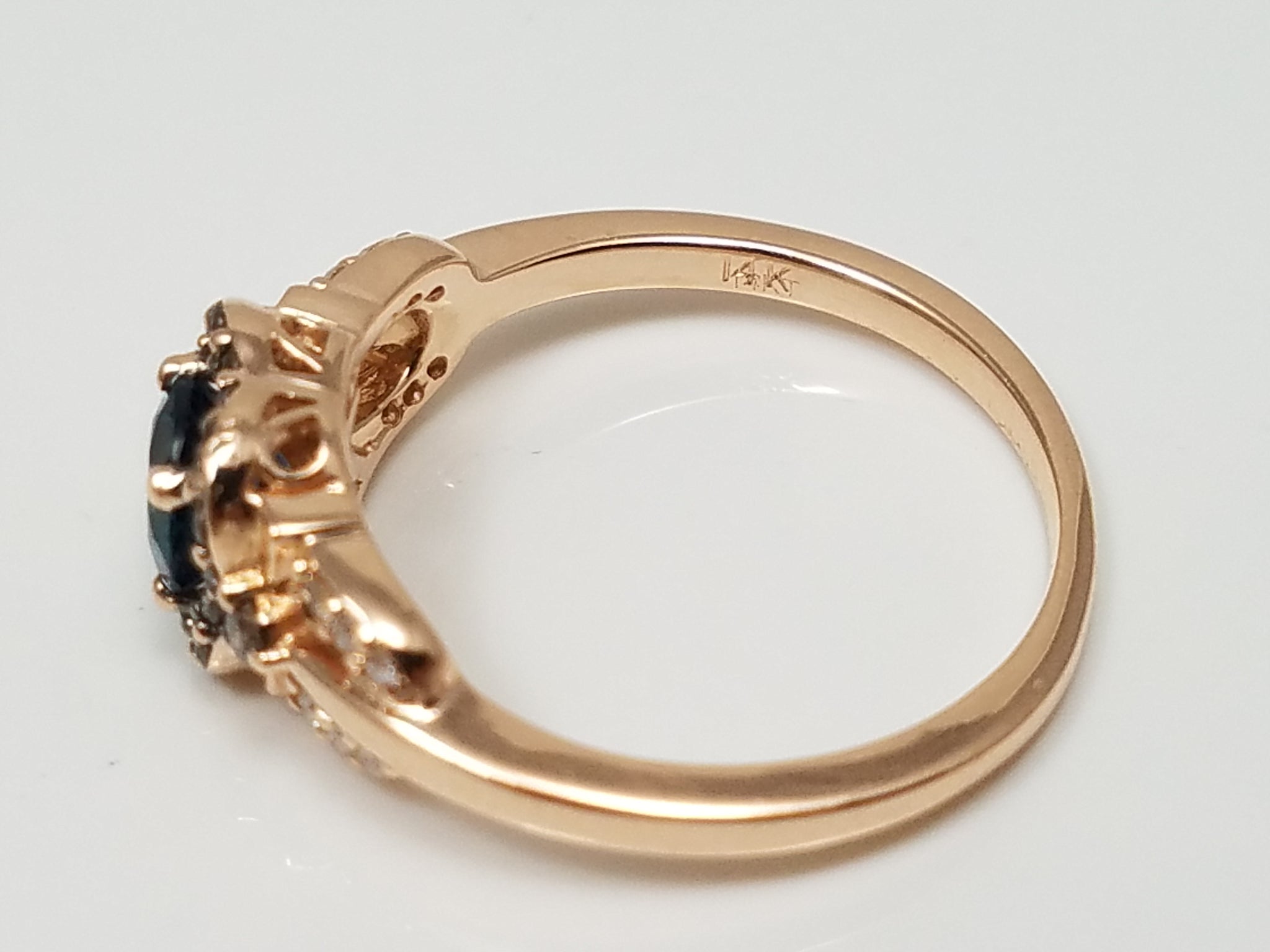 Le Vian 14k Rose Gold Natural Blue Topaz Diamond Ring