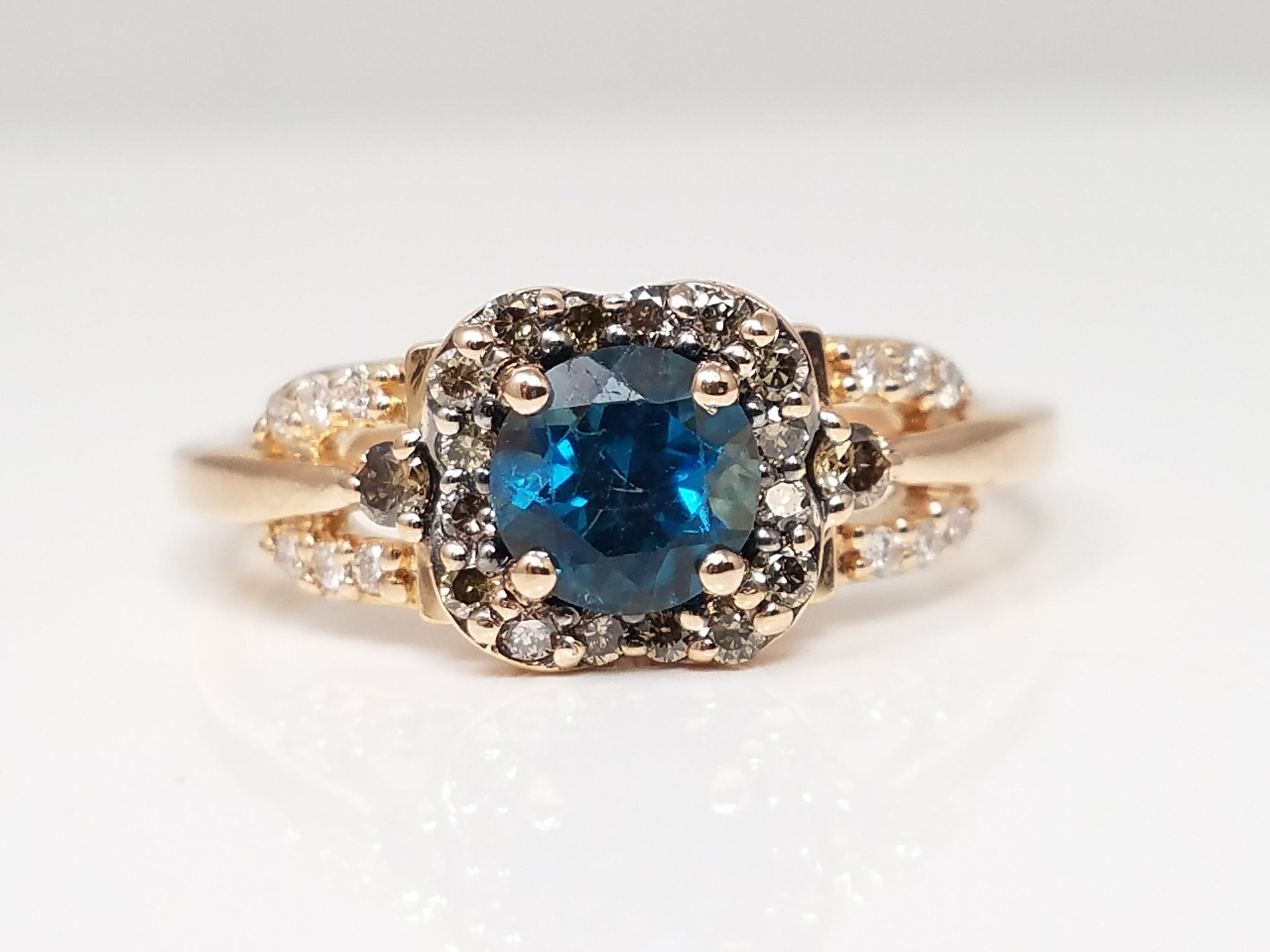 Le Vian 14k Rose Gold Natural Blue Topaz Diamond Ring