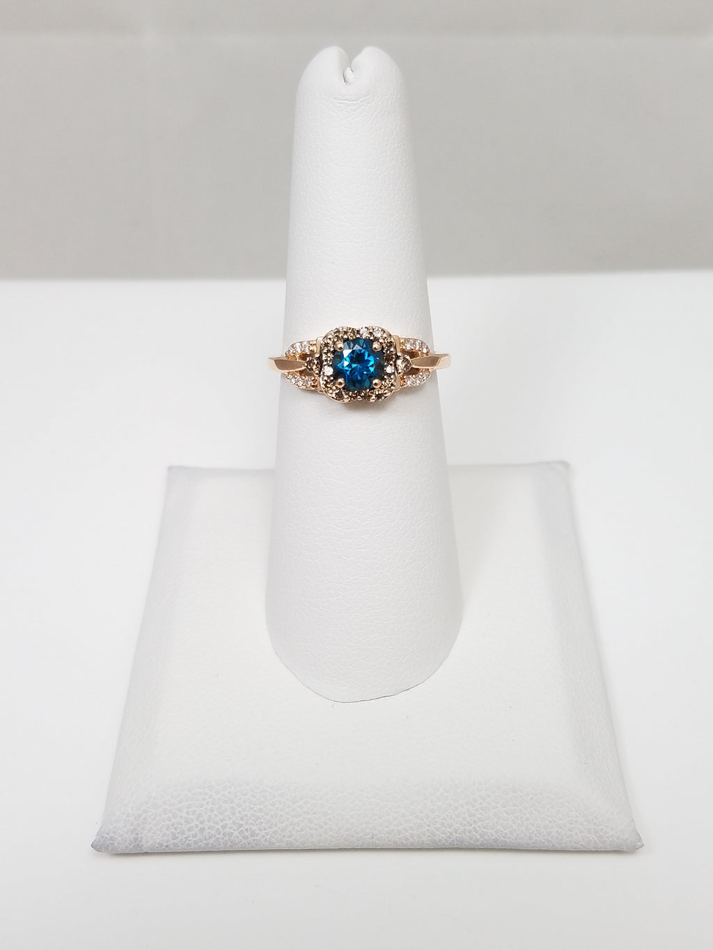 Le Vian 14k Rose Gold Natural Blue Topaz Diamond Ring