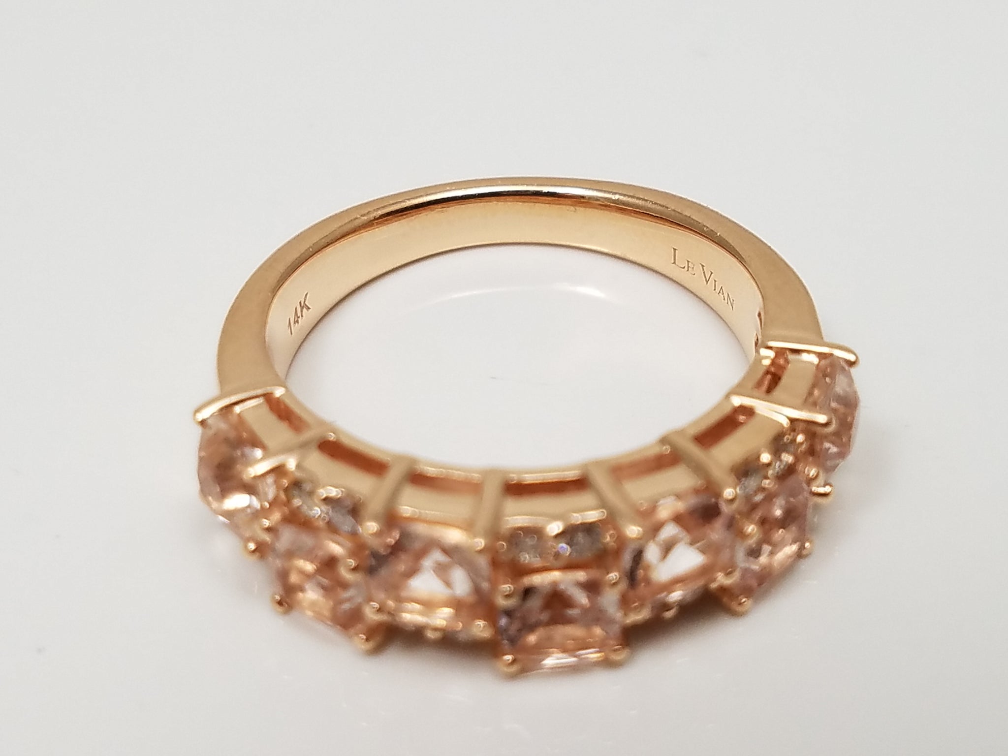 $3,500 Retail Le Vian 14k Rose Gold Natural Morganite Diamond Ring Band