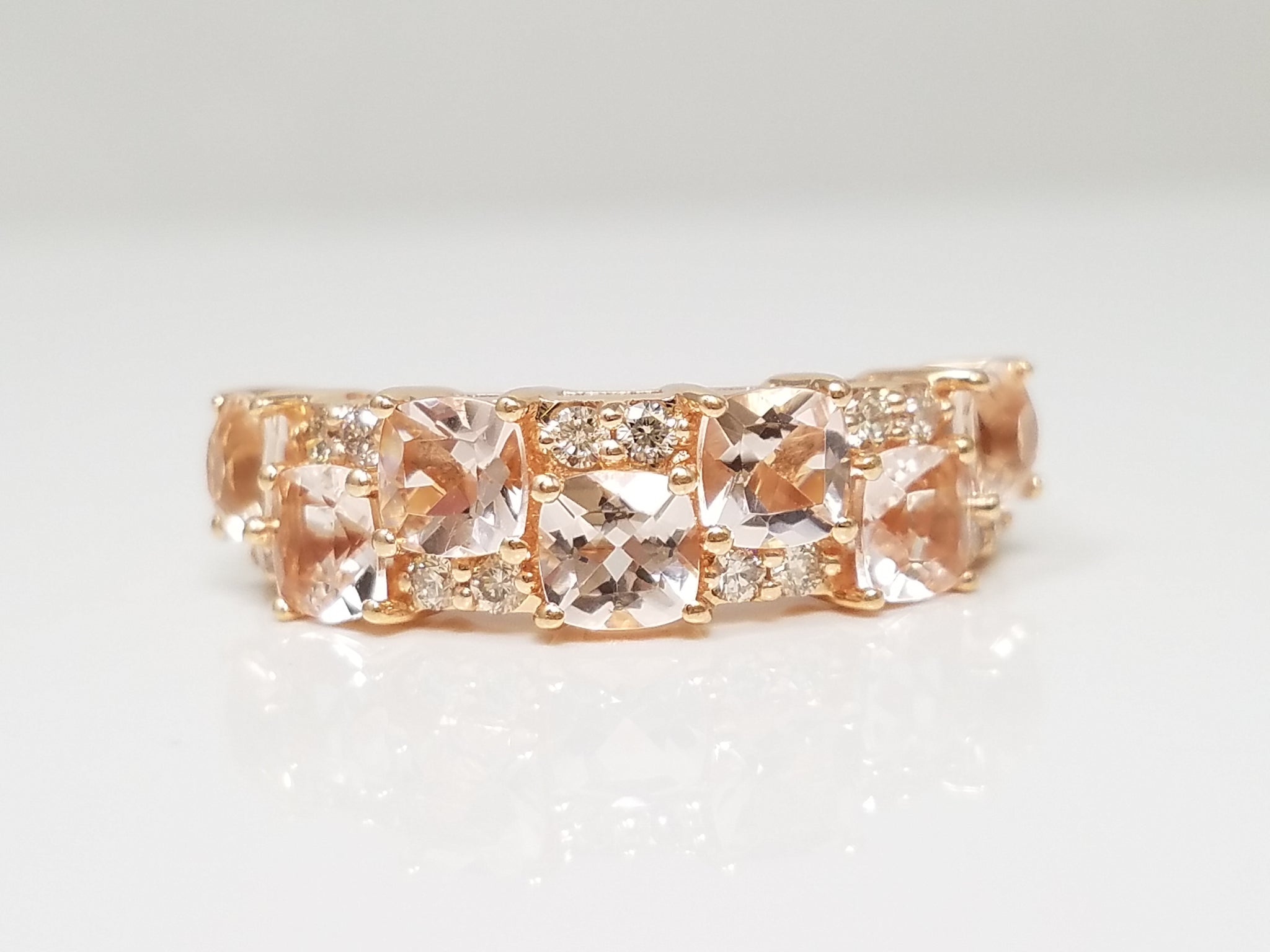 $3,500 Retail Le Vian 14k Rose Gold Natural Morganite Diamond Ring Band