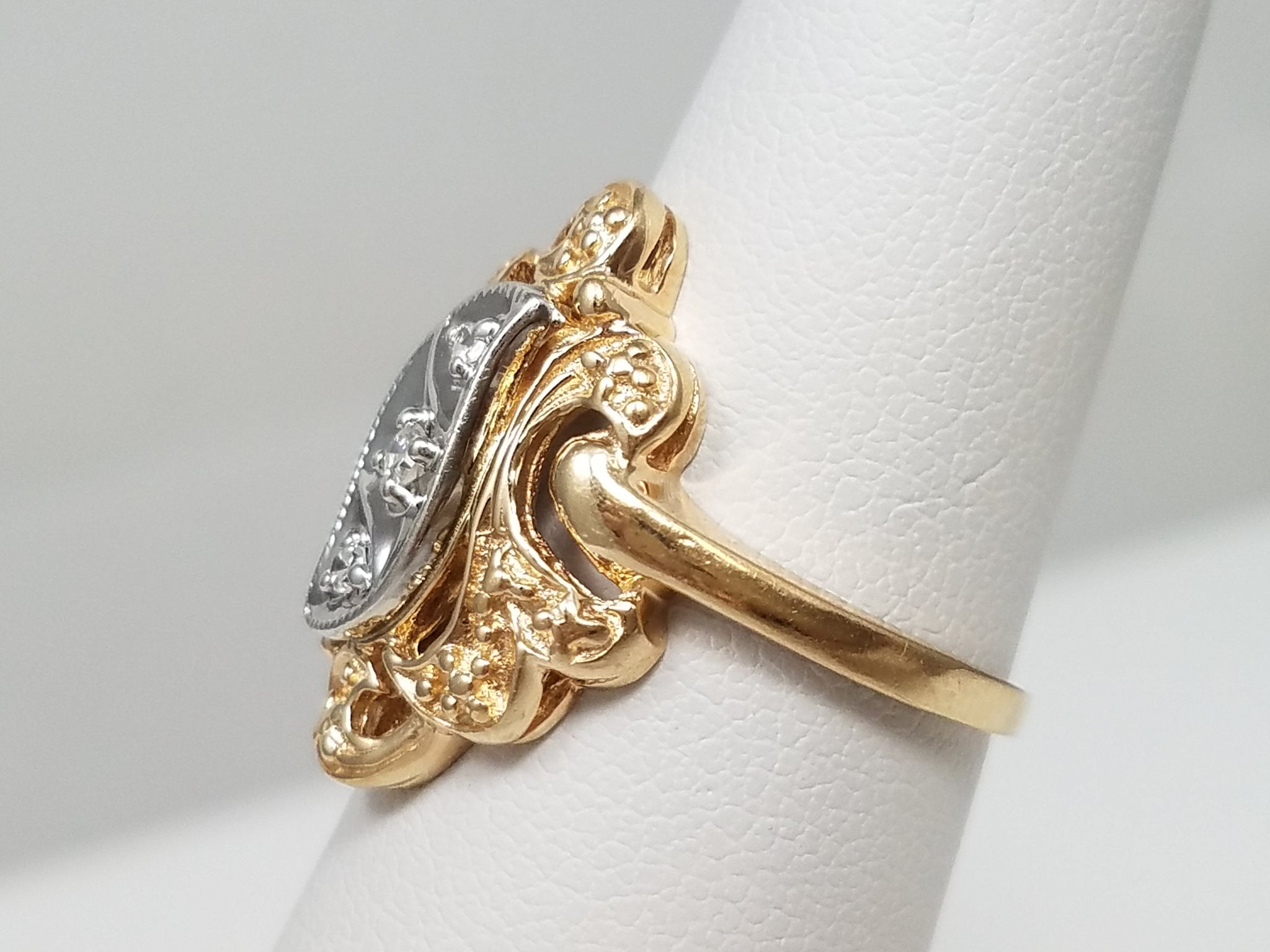 Vintage 10k Two Tone Gold Diamond Ring