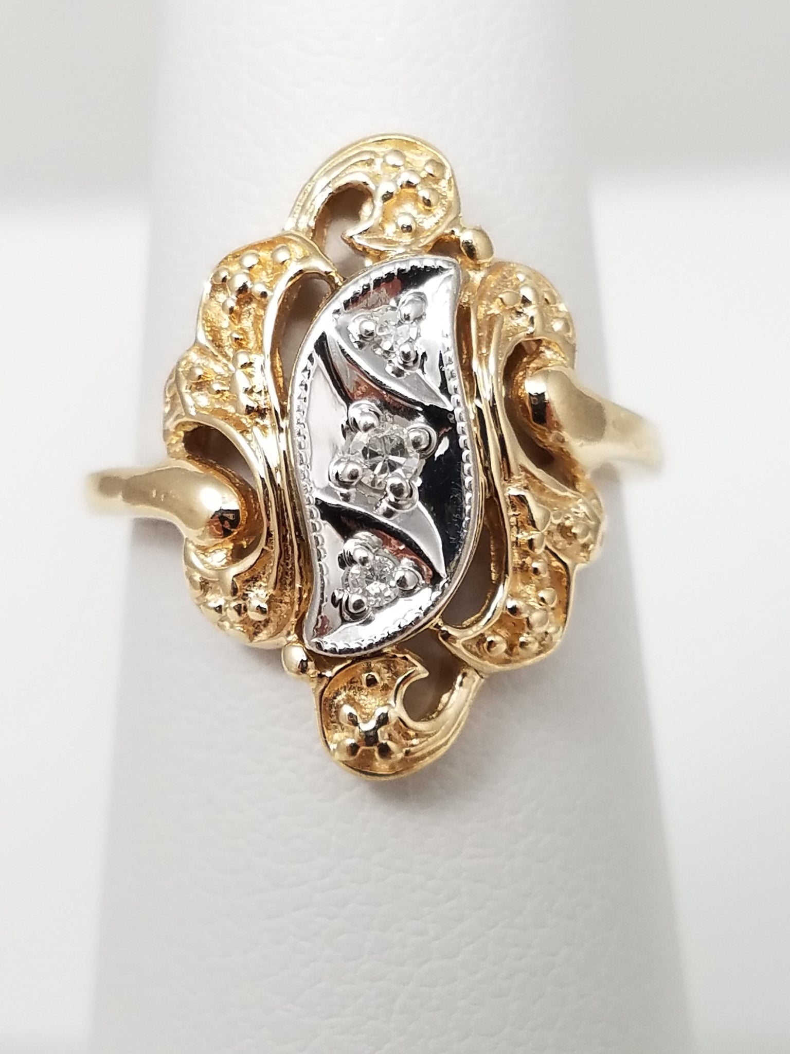 Vintage 10k Two Tone Gold Diamond Ring