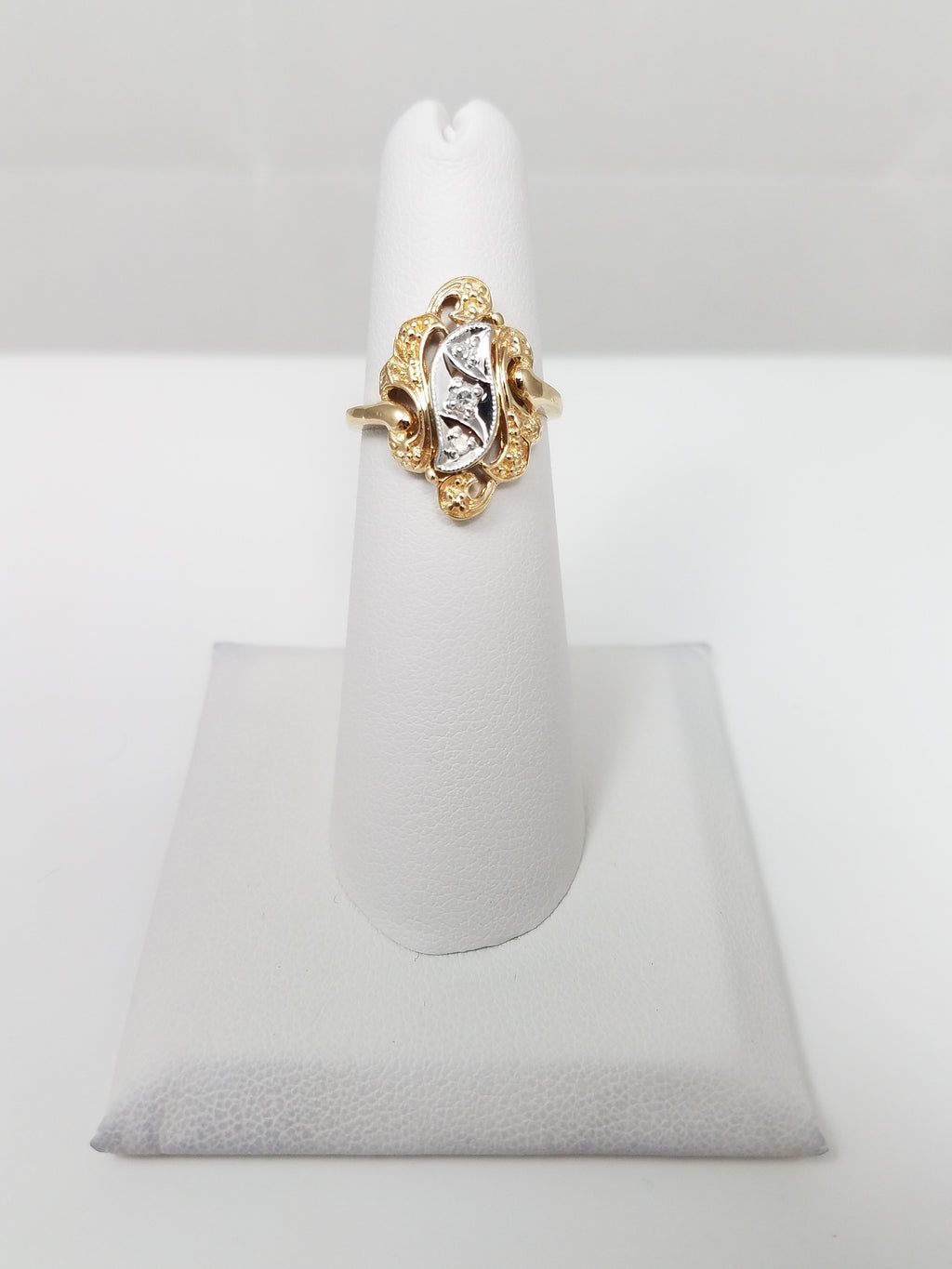 Vintage 10k Two Tone Gold Diamond Ring