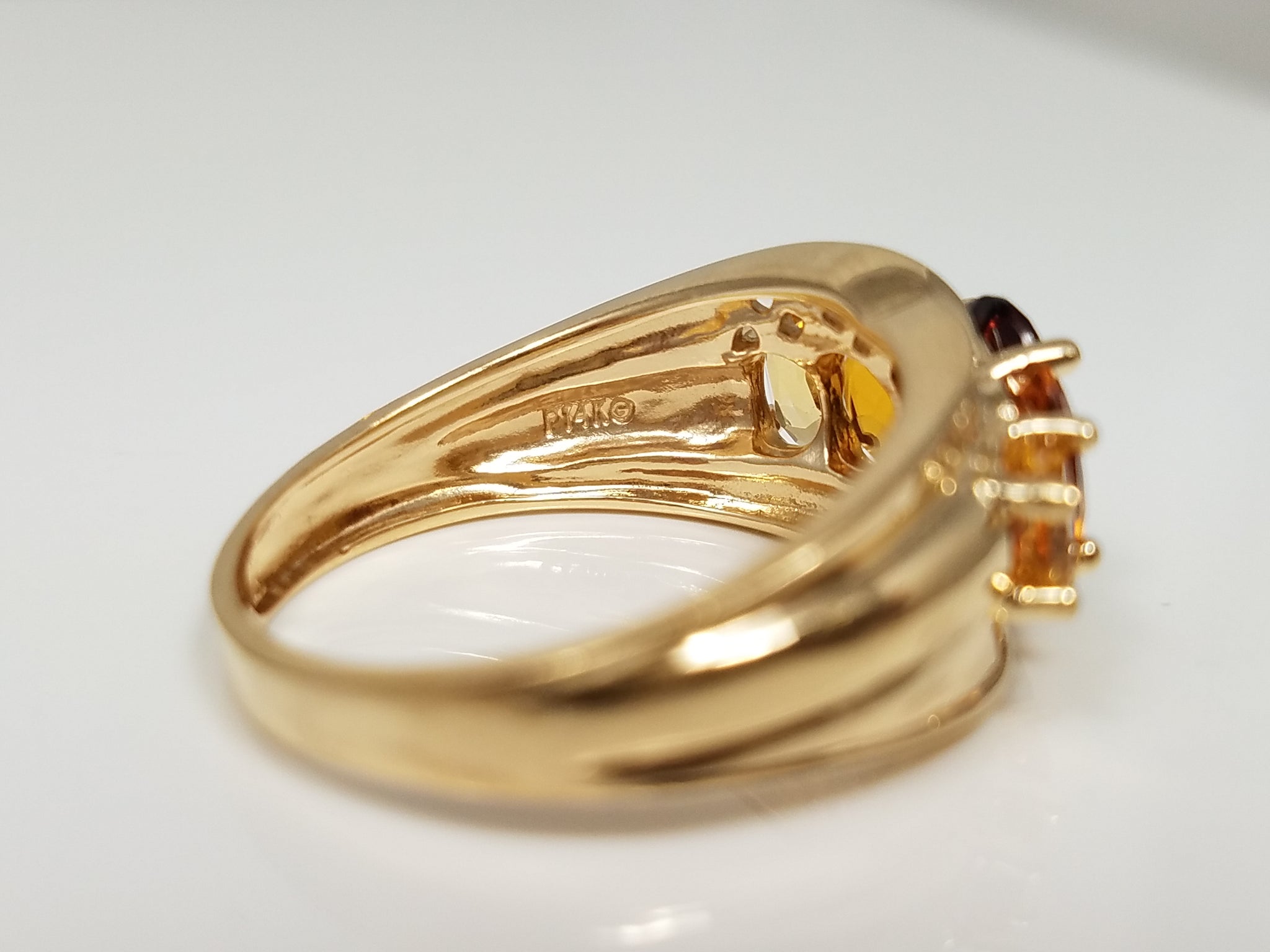 Glowing 14k Yellow Gold Natural Garnet + Citrine Ring