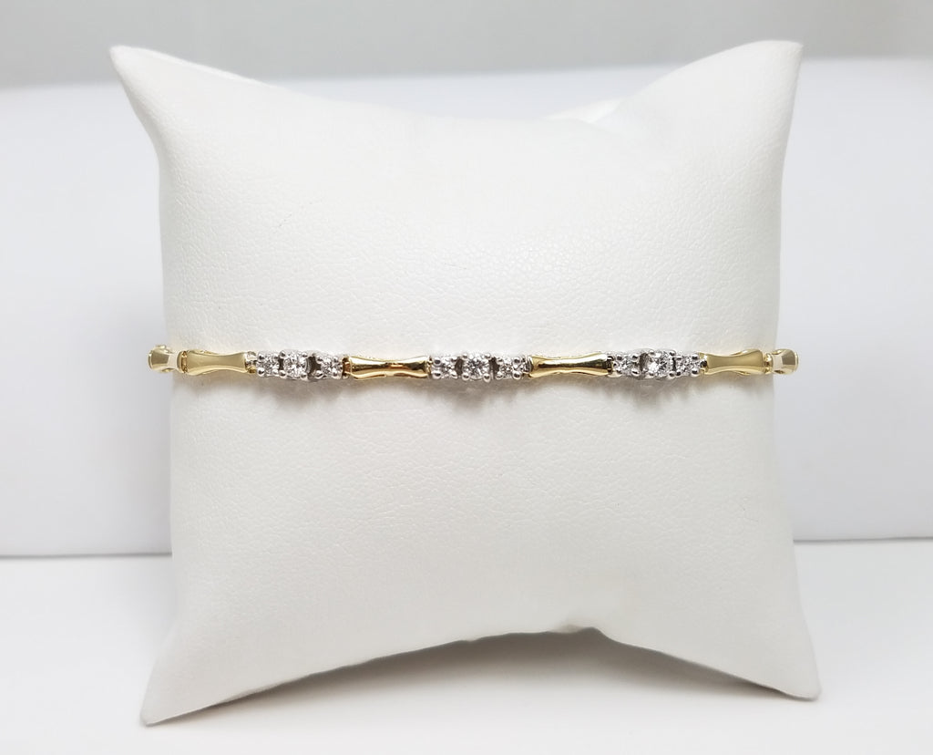 Flashy Natural Diamond 14k Two Tone Gold 8.25" Bracelet