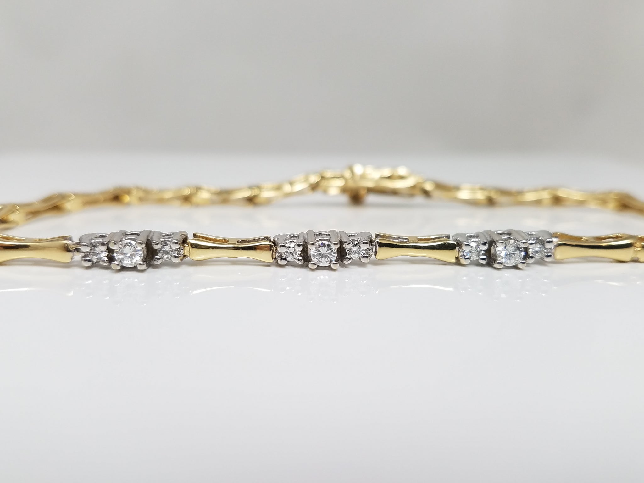 Flashy Natural Diamond 14k Two Tone Gold 8.25" Bracelet