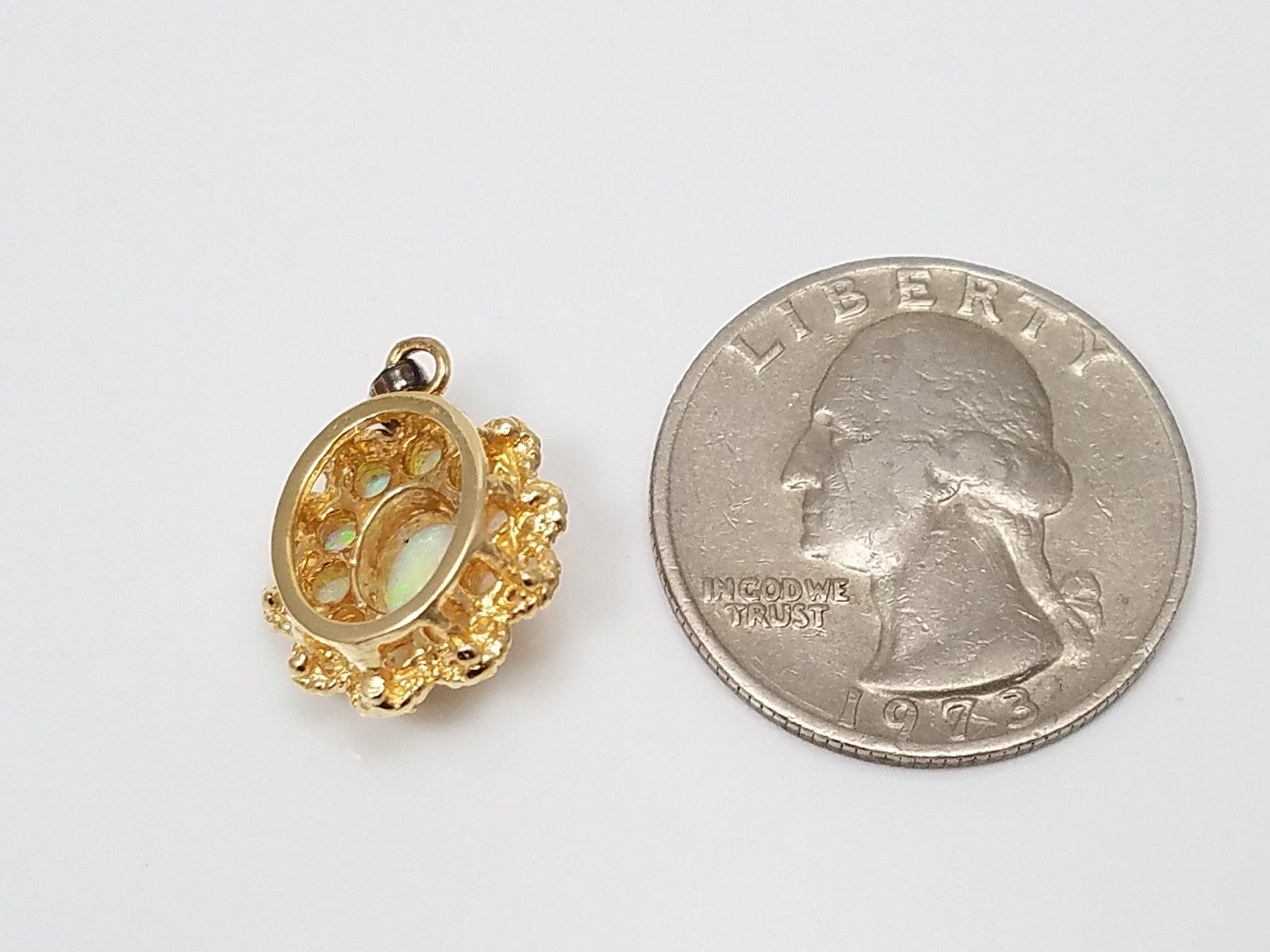 Enchanting 14k Yellow Gold Natural Australian Opal Pendant