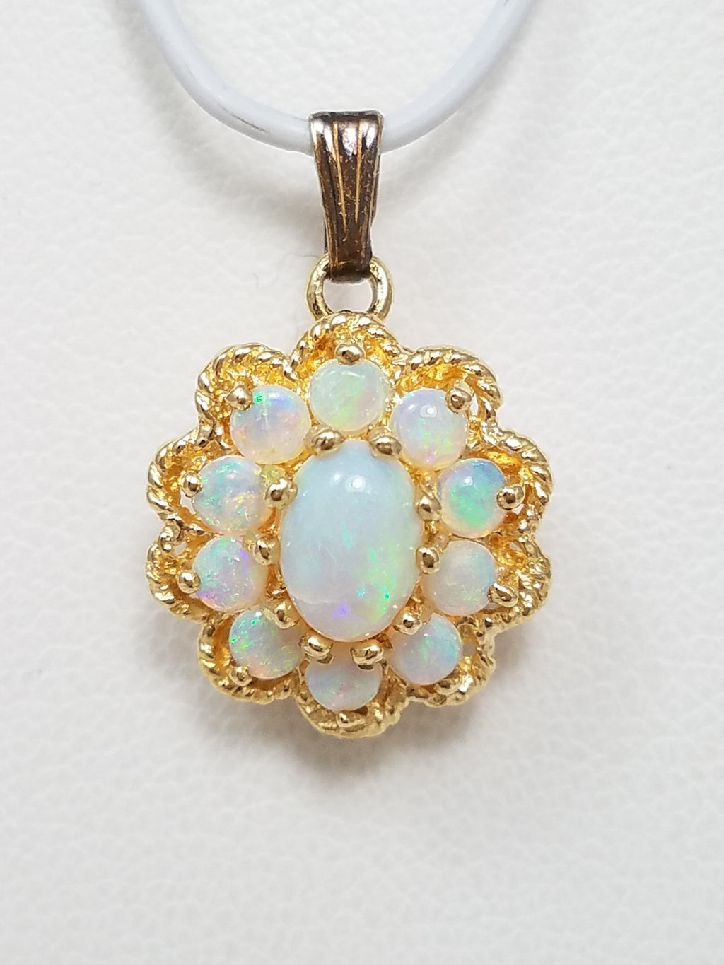 Enchanting 14k Yellow Gold Natural Australian Opal Pendant