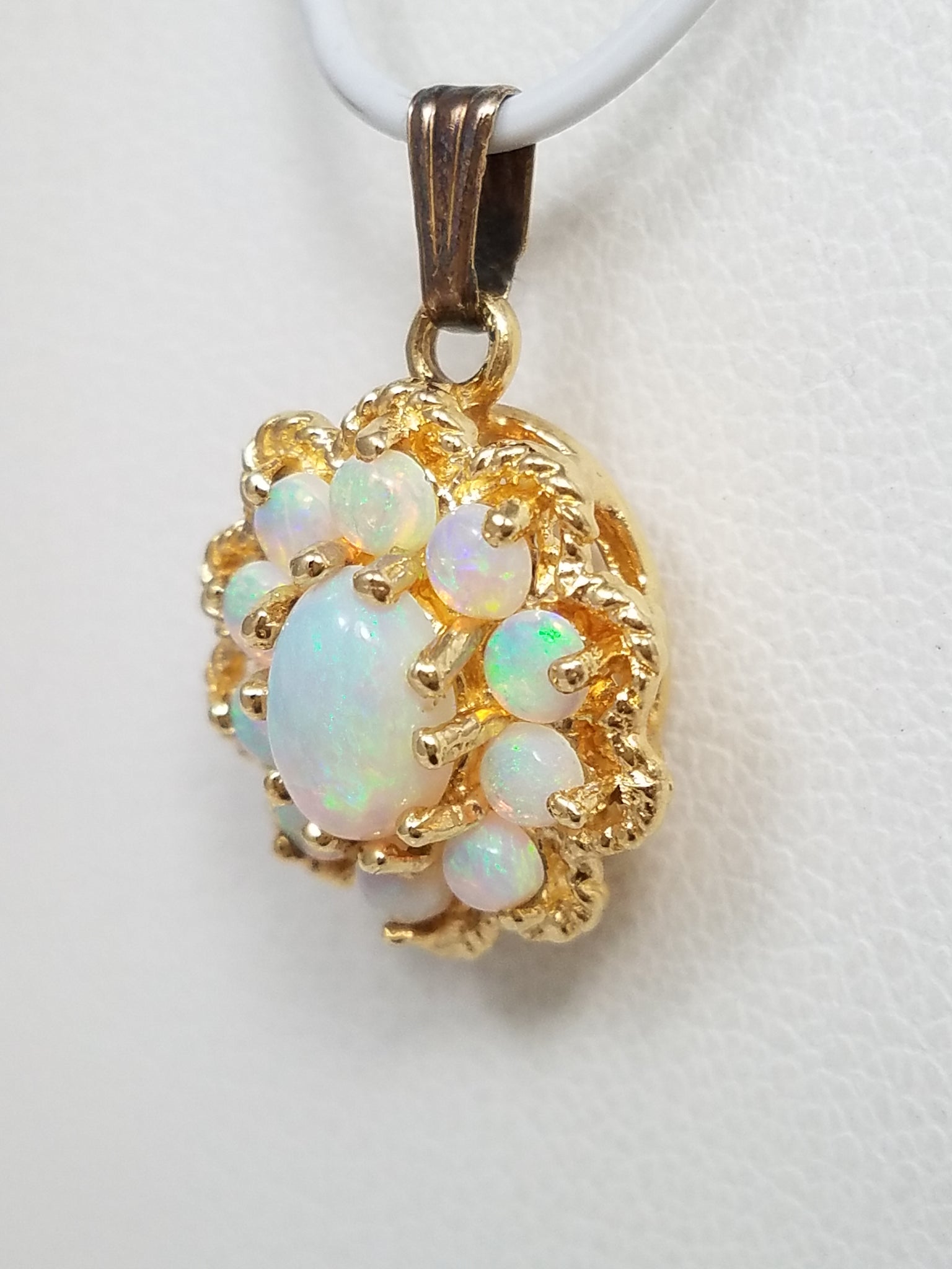Enchanting 14k Yellow Gold Natural Australian Opal Pendant
