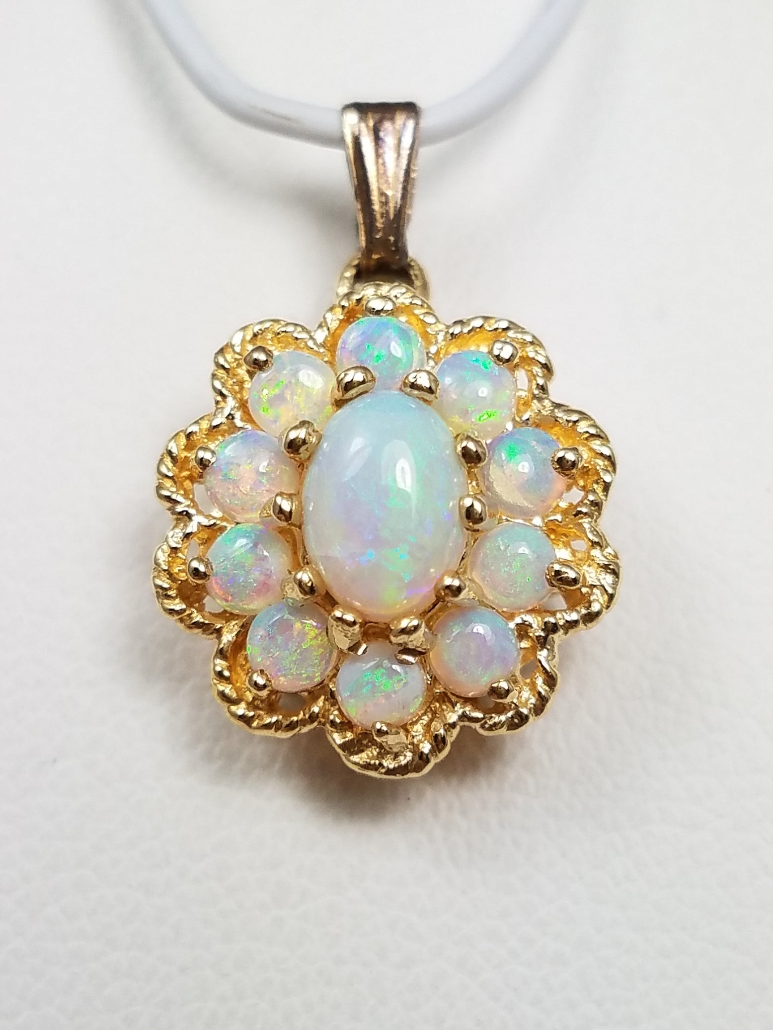 Enchanting 14k Yellow Gold Natural Australian Opal Pendant
