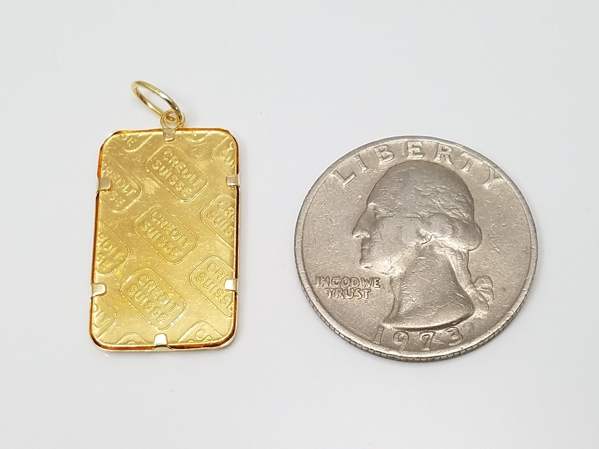 Credit Suisse 5g .999 Gold Bar 18k Yellow Gold Pendant