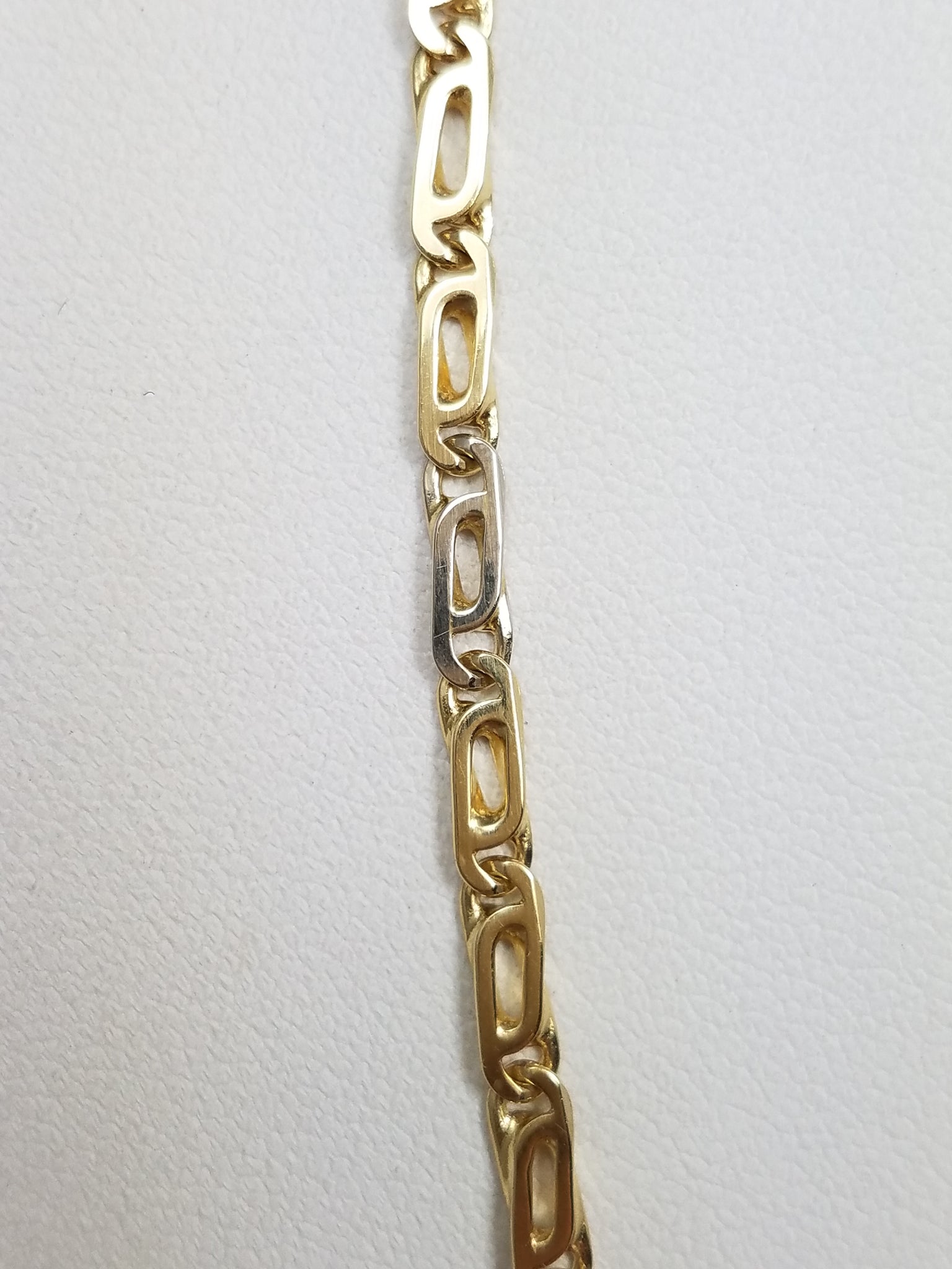 Flashy 20" Solid 18k Two Tone Gold Fancy Tiger Eye Link Chain Necklace