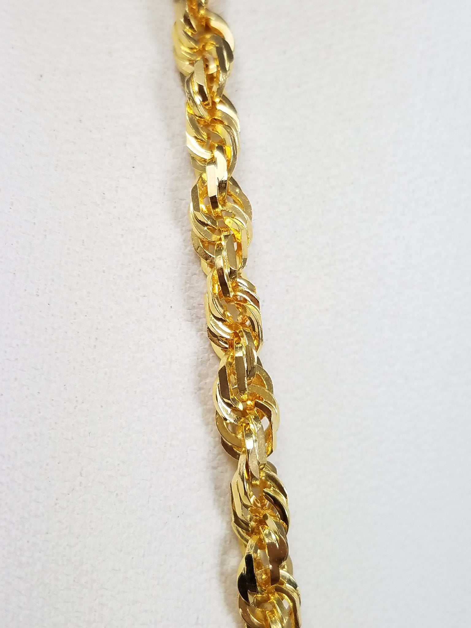 Glowing 10k Yellow Gold Solid Diamond Cut Rope 22" Necklace