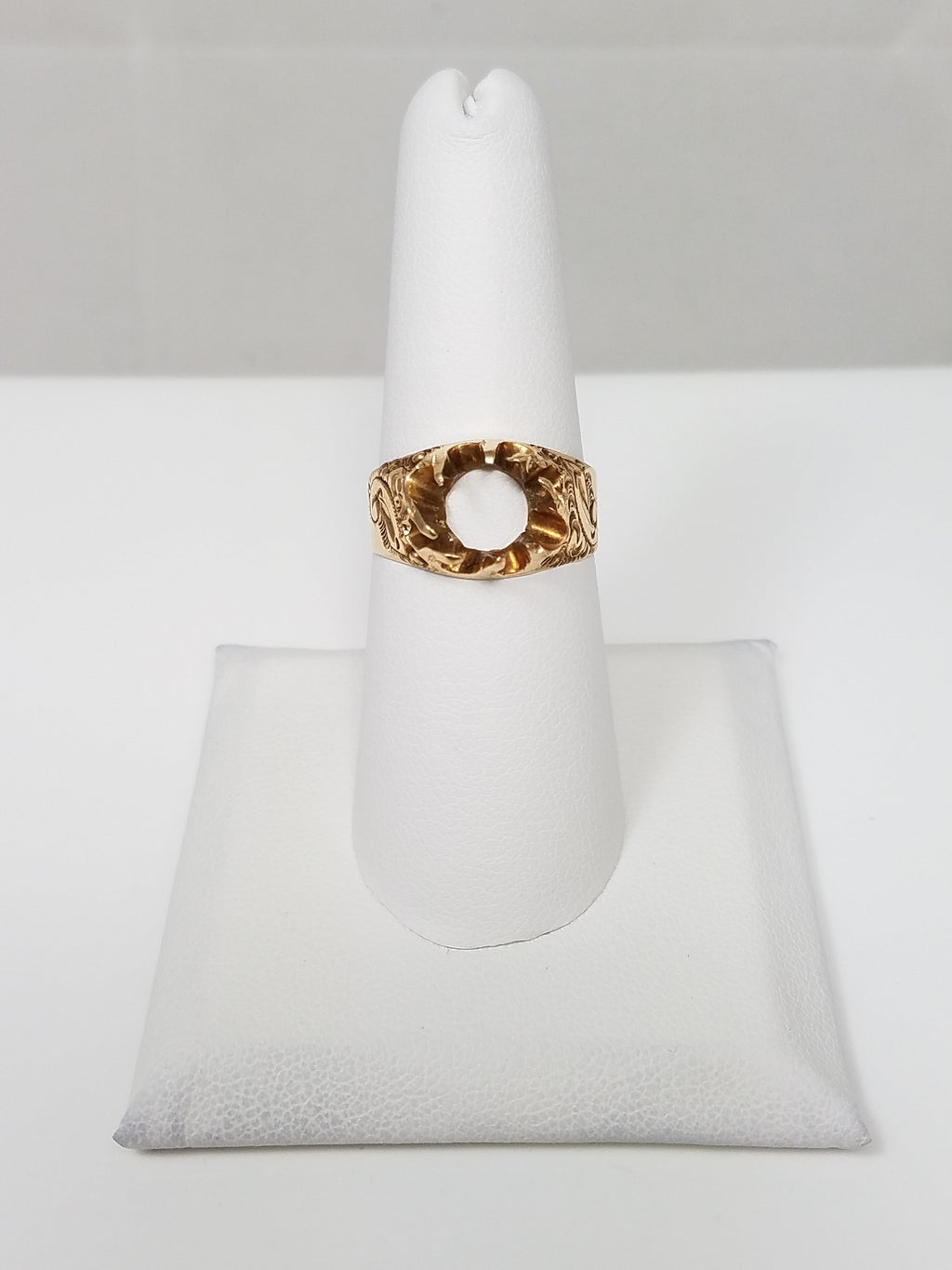 Decorative Victorian 14k Yellow Gold Ring Mount To Restore