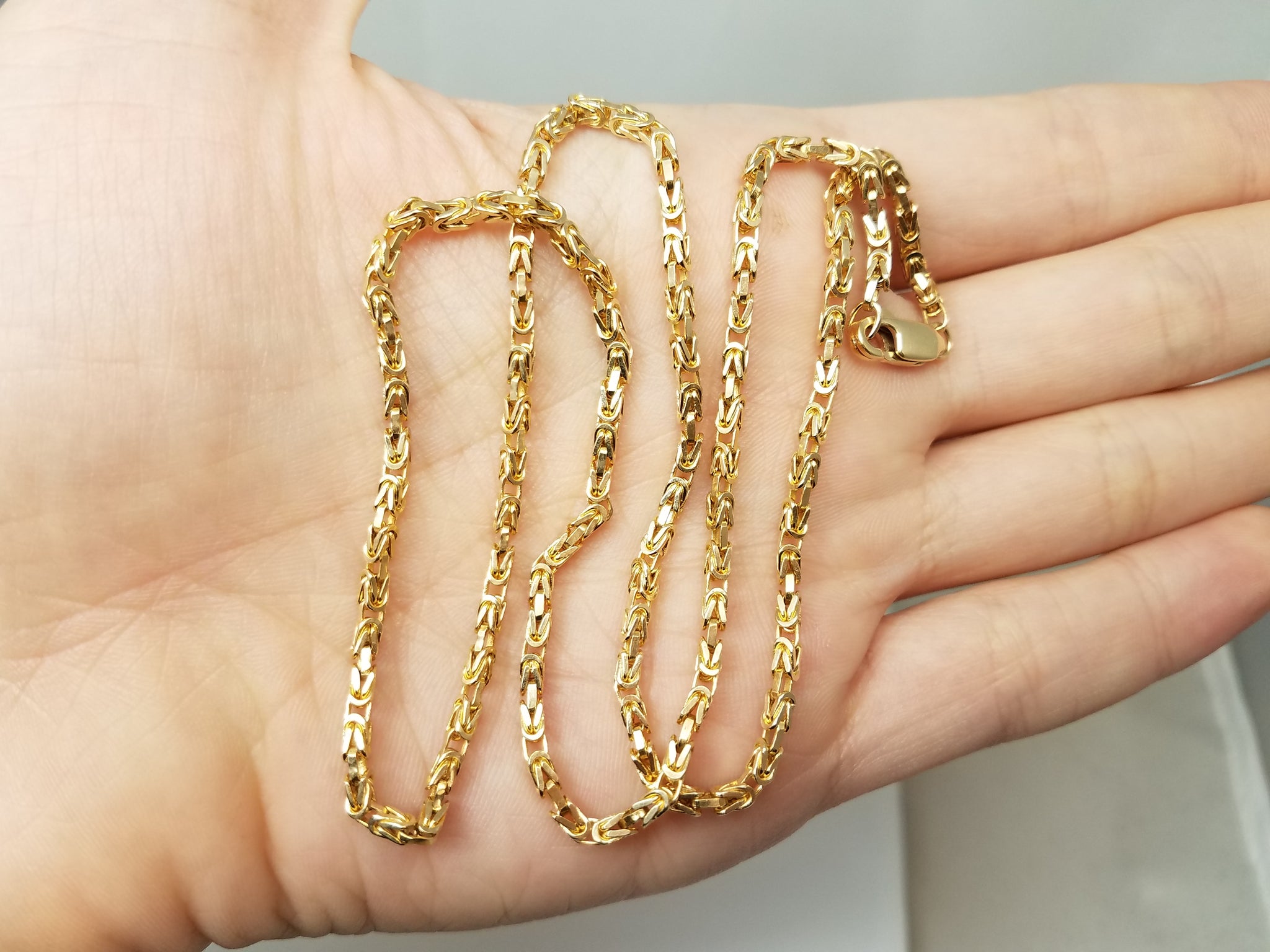 Magnificent 20" Solid 14k Yellow Gold Byzantine Link Chain Necklace