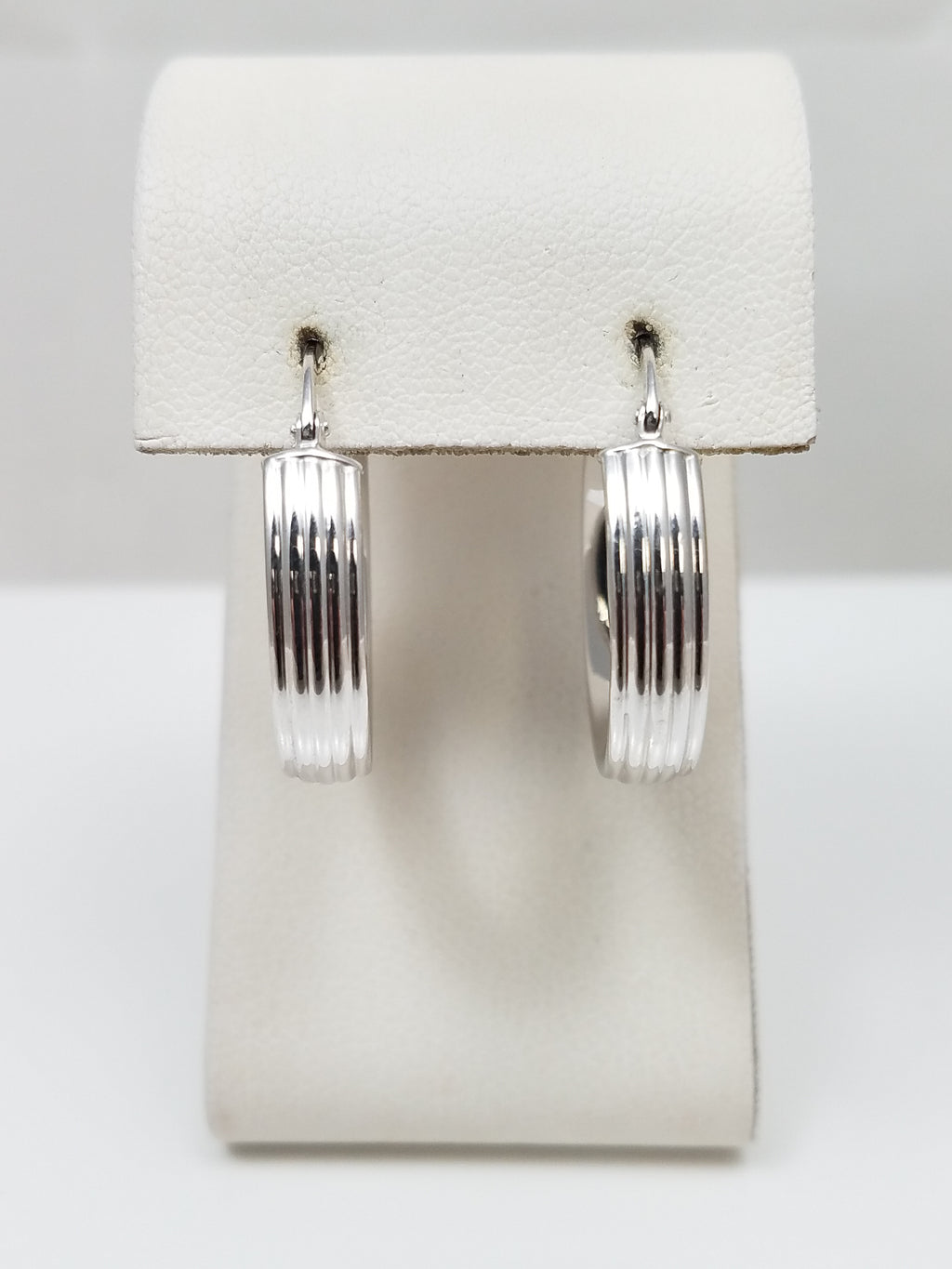 Italian 14k White Gold Hollow Hoop Earrings