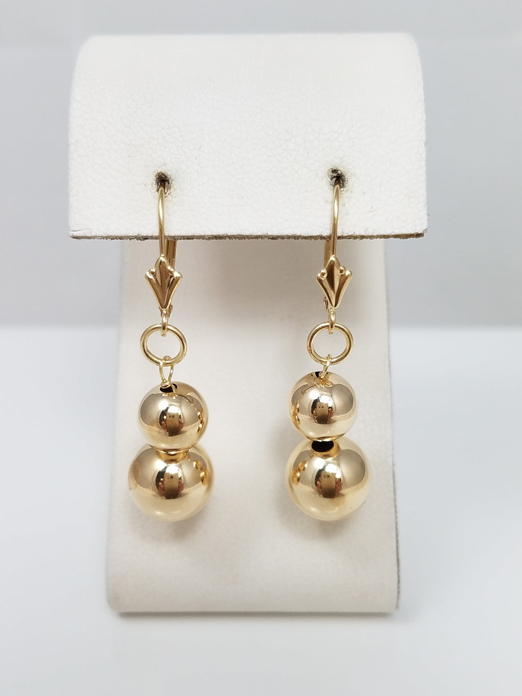 14k Yellow Gold Hollow Bead Dangle Earrings