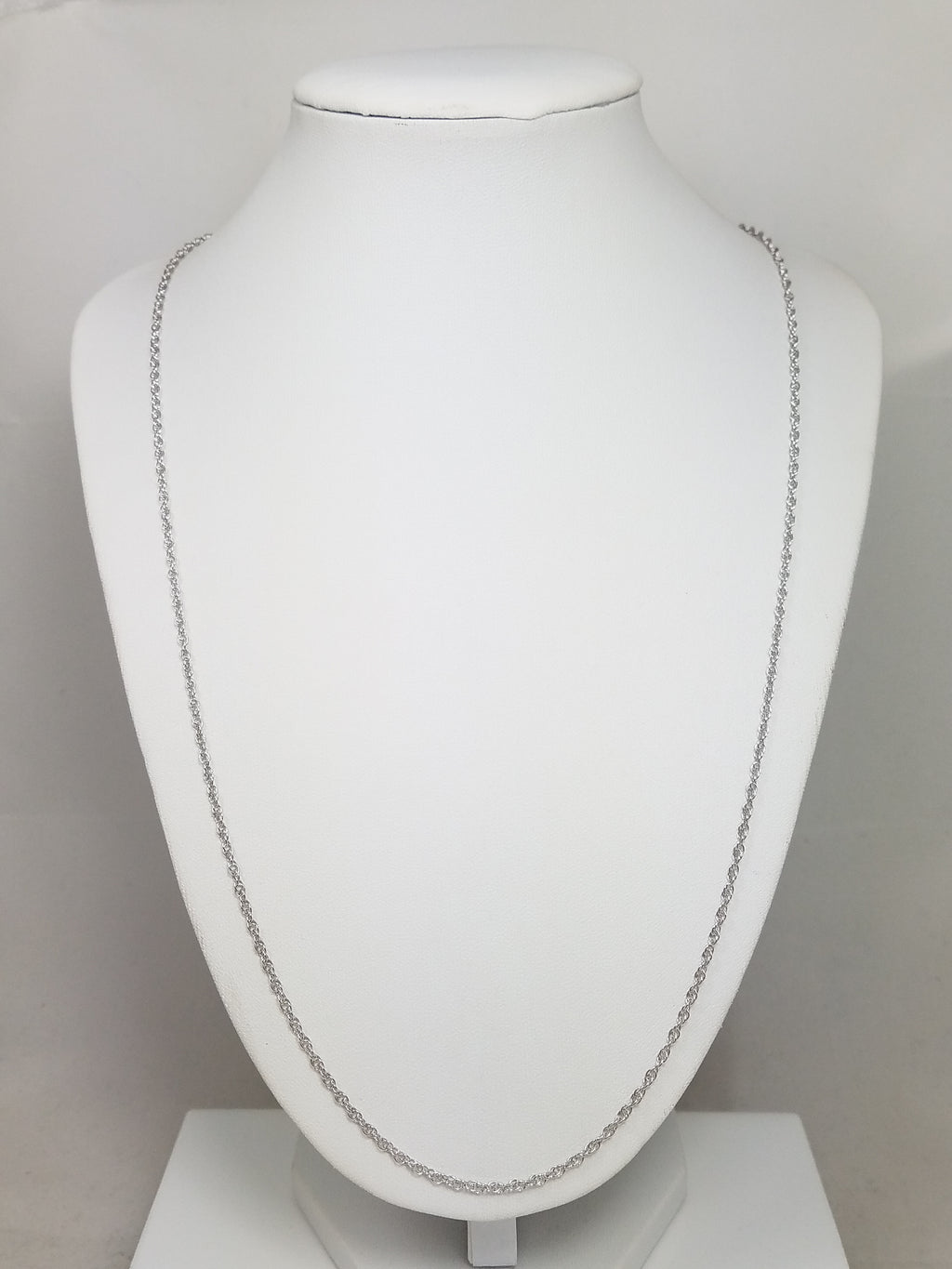 Sporty 24" 14k White Gold Rope Style Link Chain Necklace