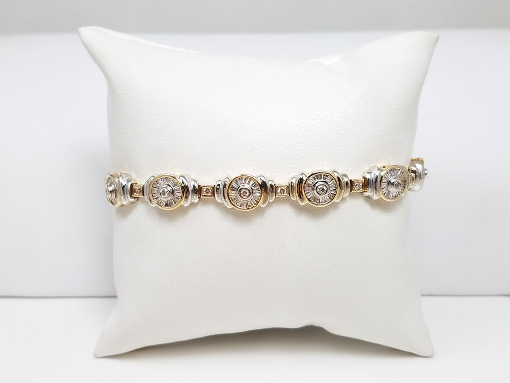 Scintillating 7.25" 14k Two Tone Gold 2ctw Natural Diamond Bracelet