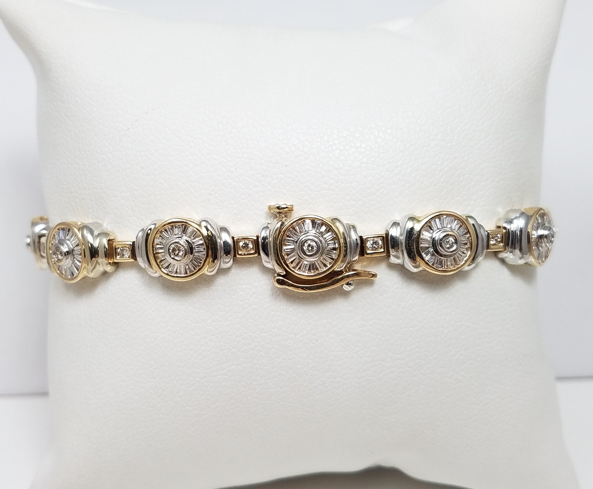 Scintillating 7.25" 14k Two Tone Gold 2ctw Natural Diamond Bracelet