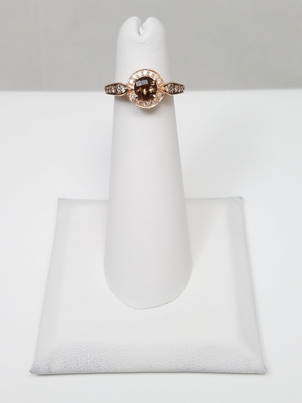 $1,200 Retail Le Vian 14k Rose Gold Natural Smoky Quartz Diamond Ring