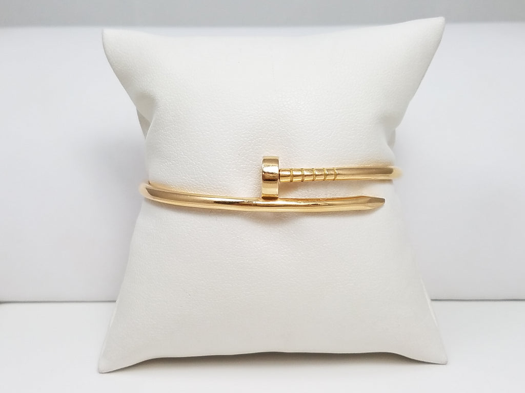 Extravagant 18k Yellow Gold Hinged Nail Bangle Bracelet