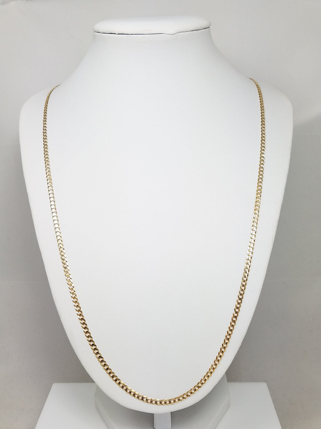 Sporty 24" Solid 14k Yellow Gold Curb Link Chain Necklace