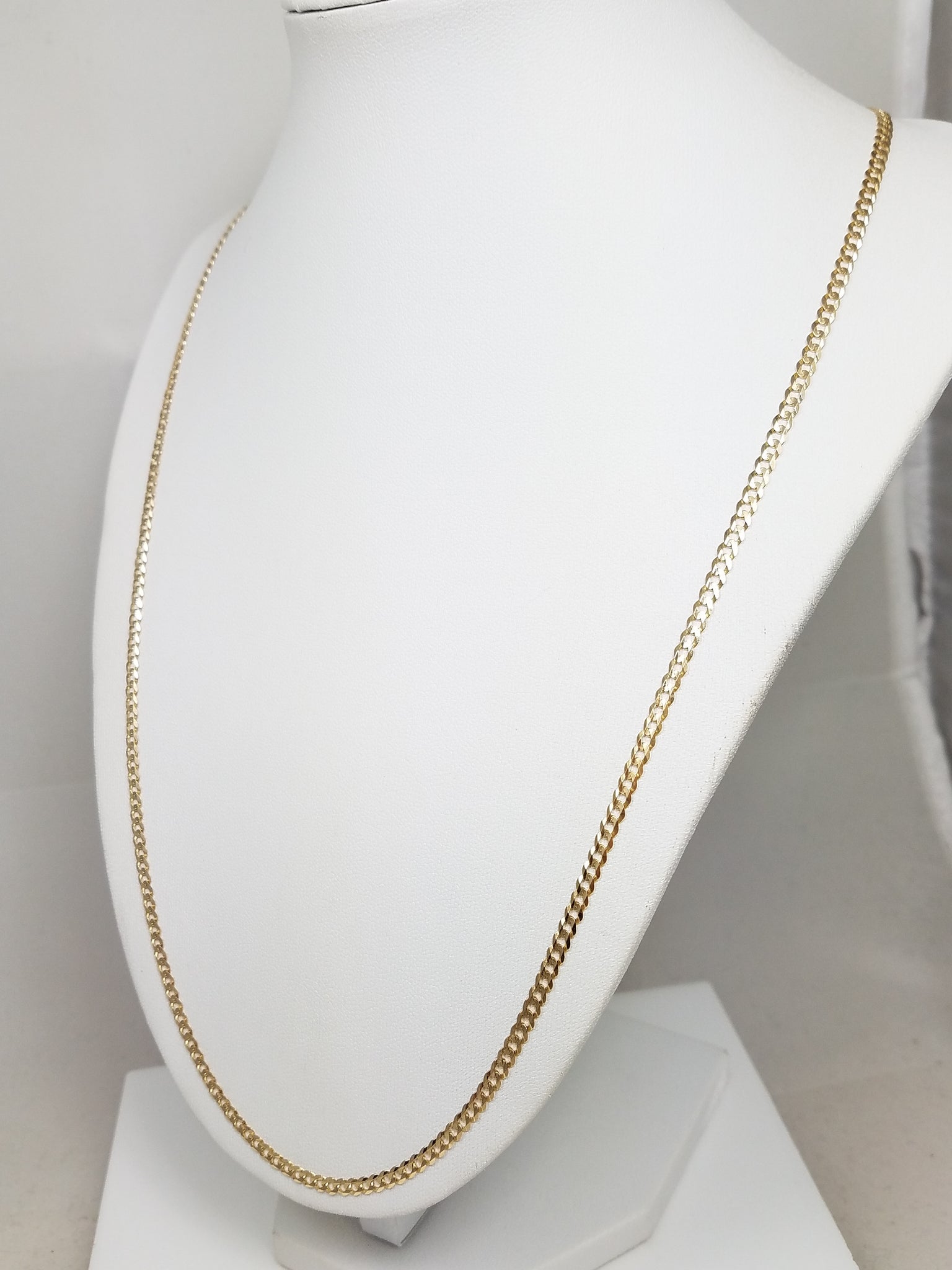 Sporty 24" Solid 14k Yellow Gold Curb Link Chain Necklace