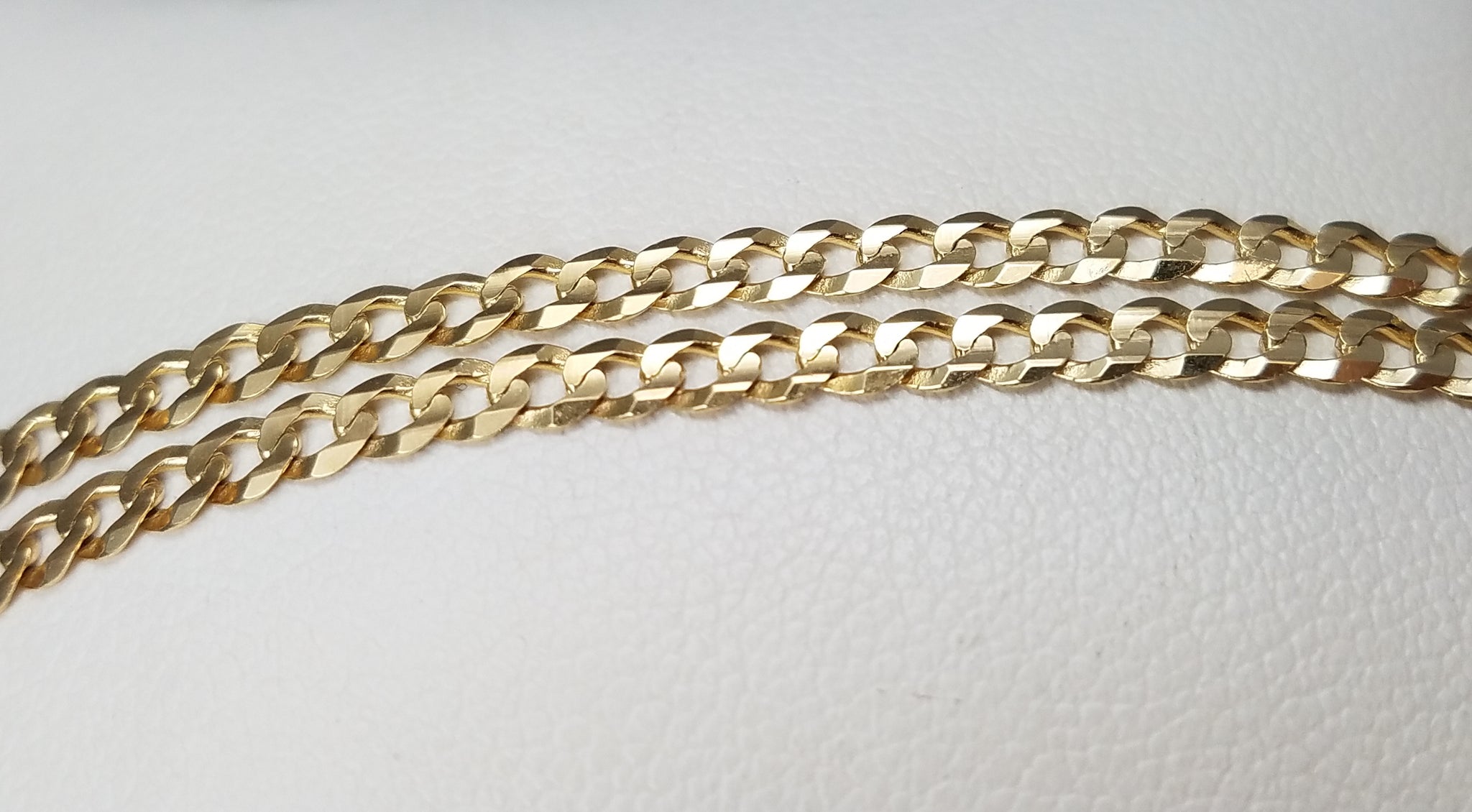 Sporty 24" Solid 14k Yellow Gold Curb Link Chain Necklace