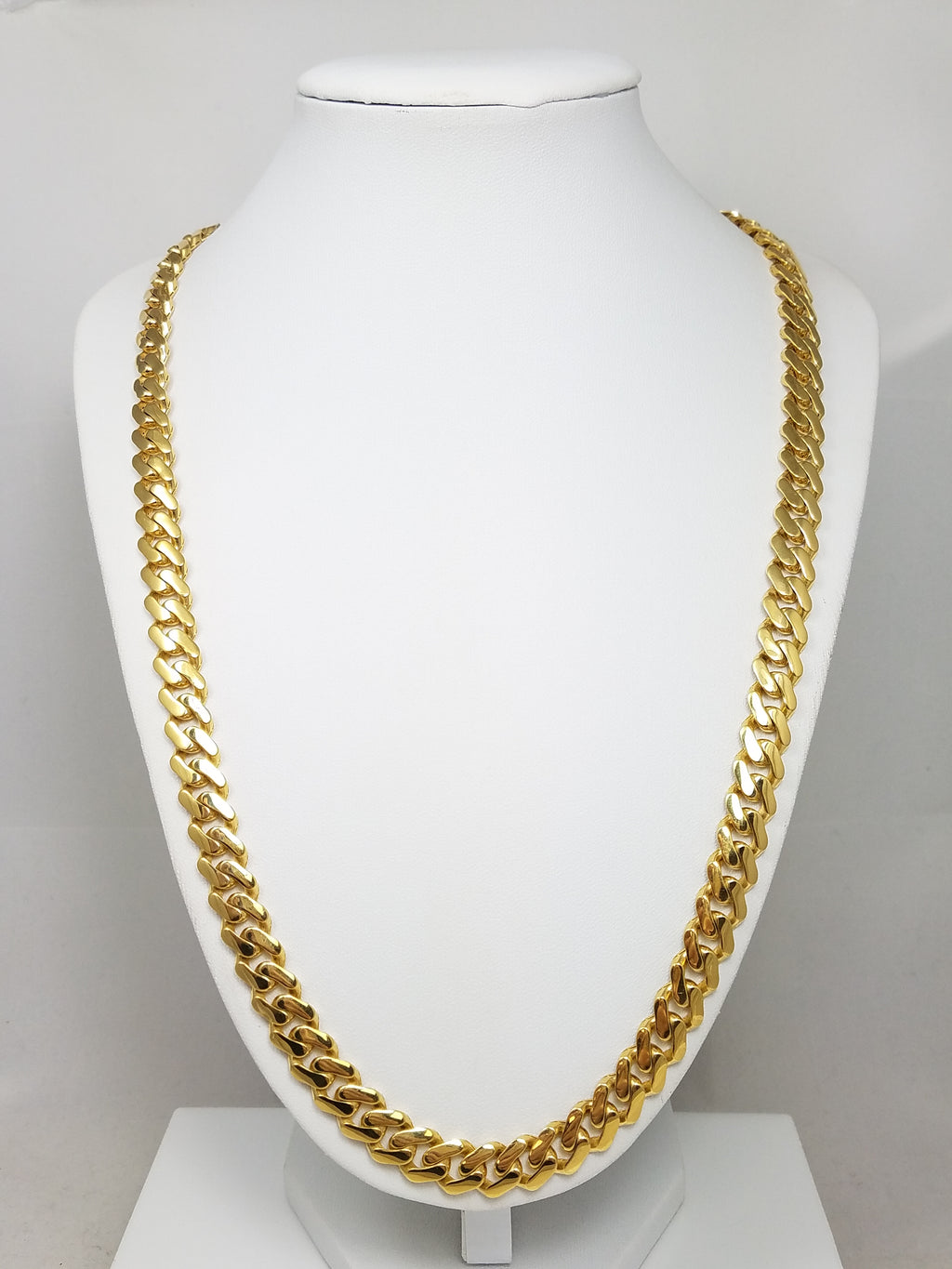 Stylish 24" Hollow 14k Yellow Gold Miami Cuban Link Chain Necklace
