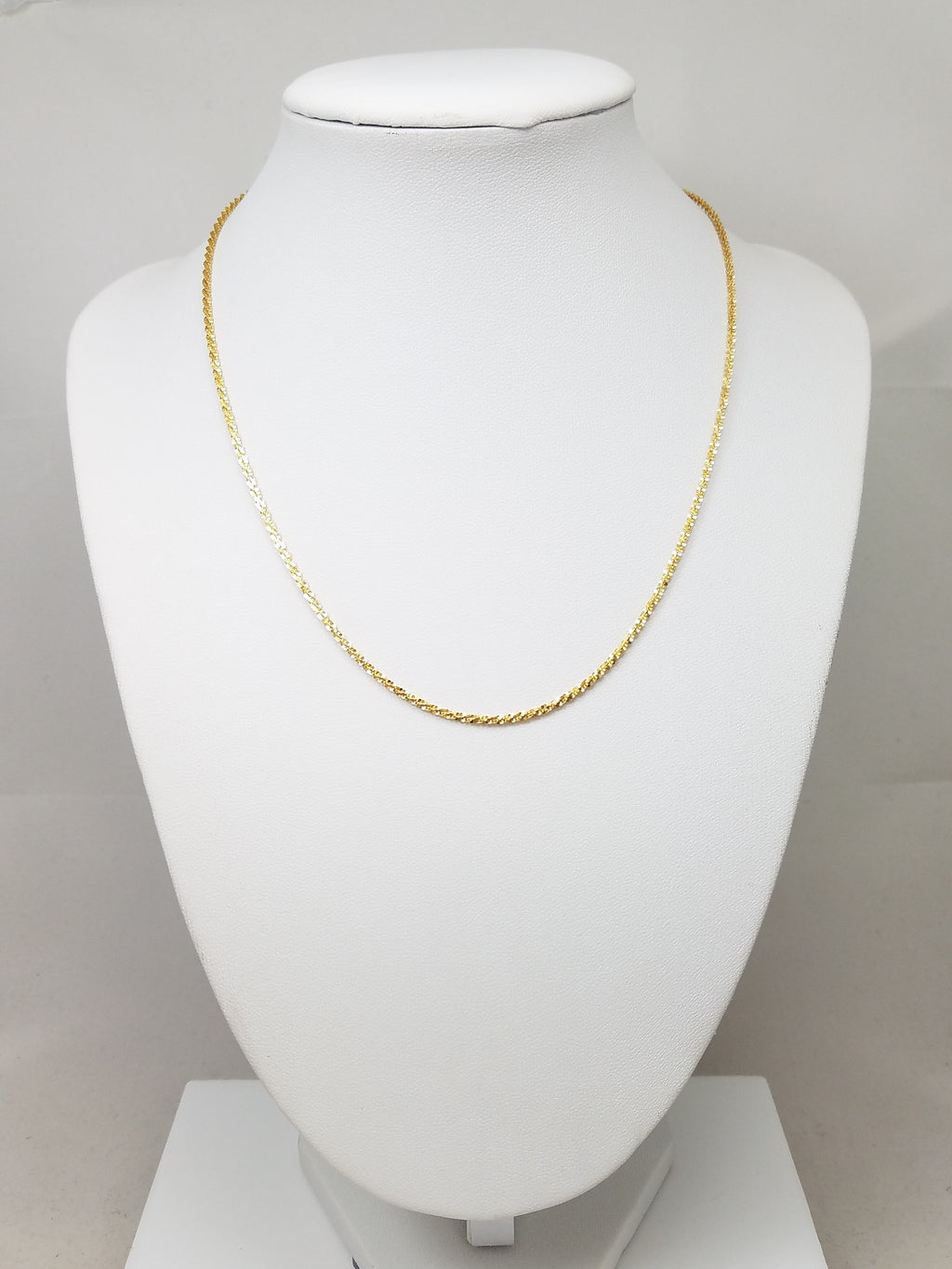 Shimmering 16" 18k Yellow Gold Sparkle Link Chain Necklace