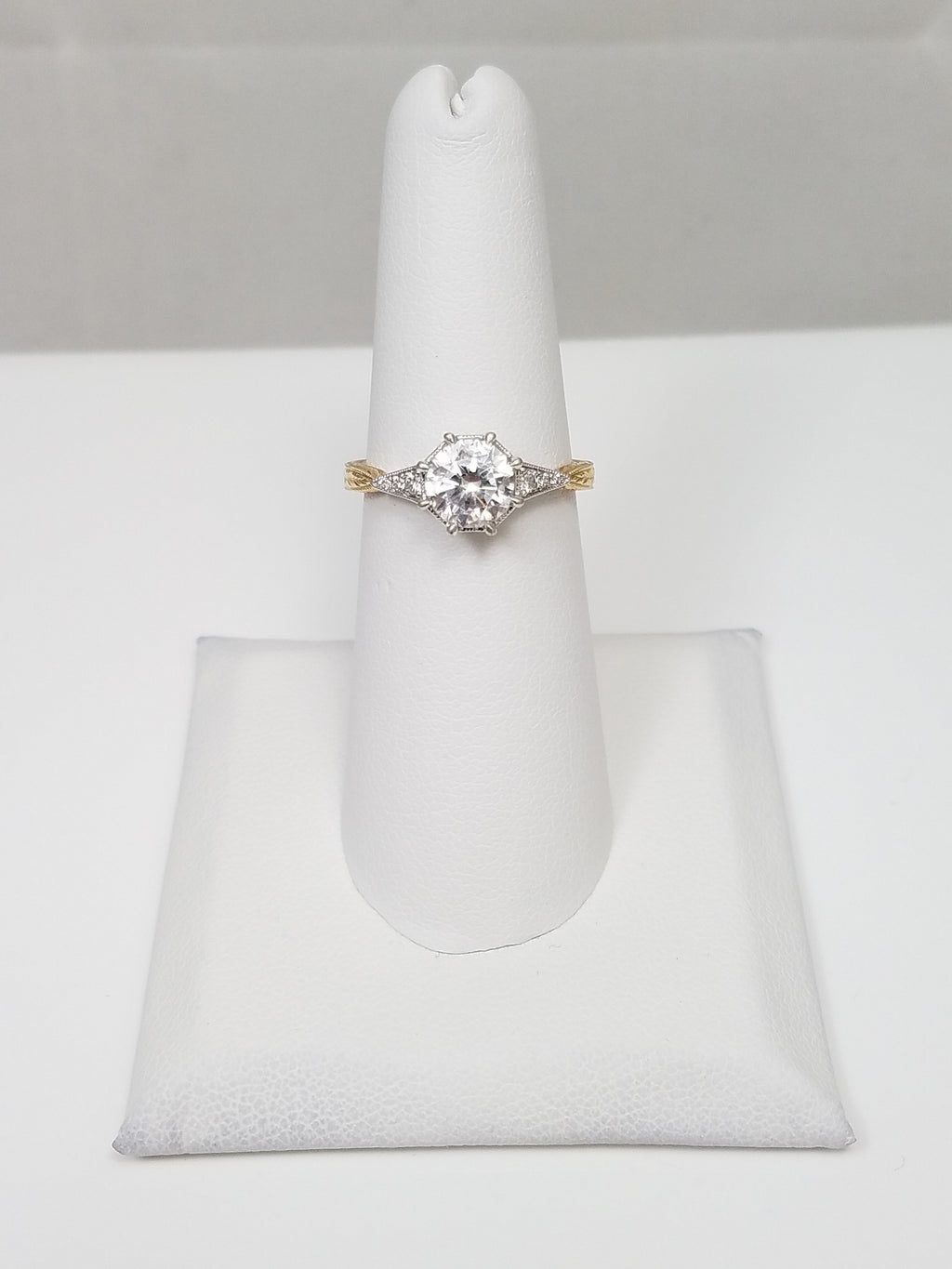 Lavish Gabriel & Co. 14k Two Tone Gold Cubic Zirconia Natural Diamond Engagement Ring