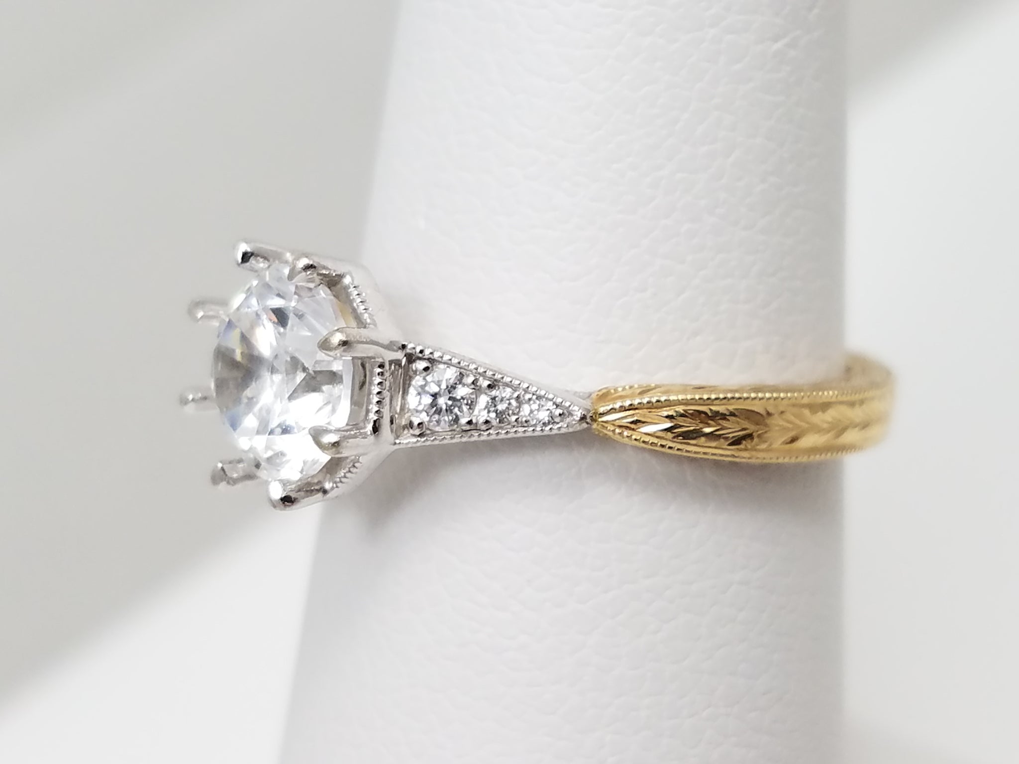 Lavish Gabriel & Co. 14k Two Tone Gold Cubic Zirconia Natural Diamond Engagement Ring