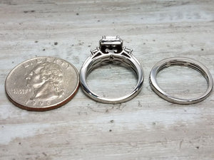 1ctw Natural Diamond 10k White Gold Engagement Ring Set