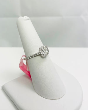 New! 1ctw G.I.A. Natural Asscher Diamond 18k White Gold Engagement Ring