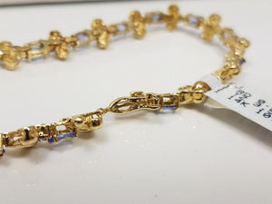 New! 7" 14k Yellow Gold 3.75ctw Tanzanite Diamond Bracelet