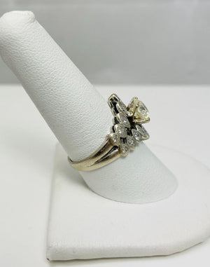 Showy 1.70ctw Natural Diamond 14k White Gold Vintage Engagement Rin
