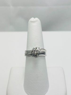 Natural Diamond 14k White Gold Engagement Ring Set