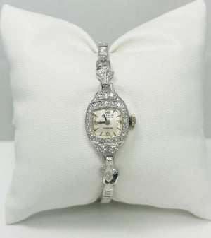 Vintage Swiss Platinum 14k White Gold Diamond Watch To Fix