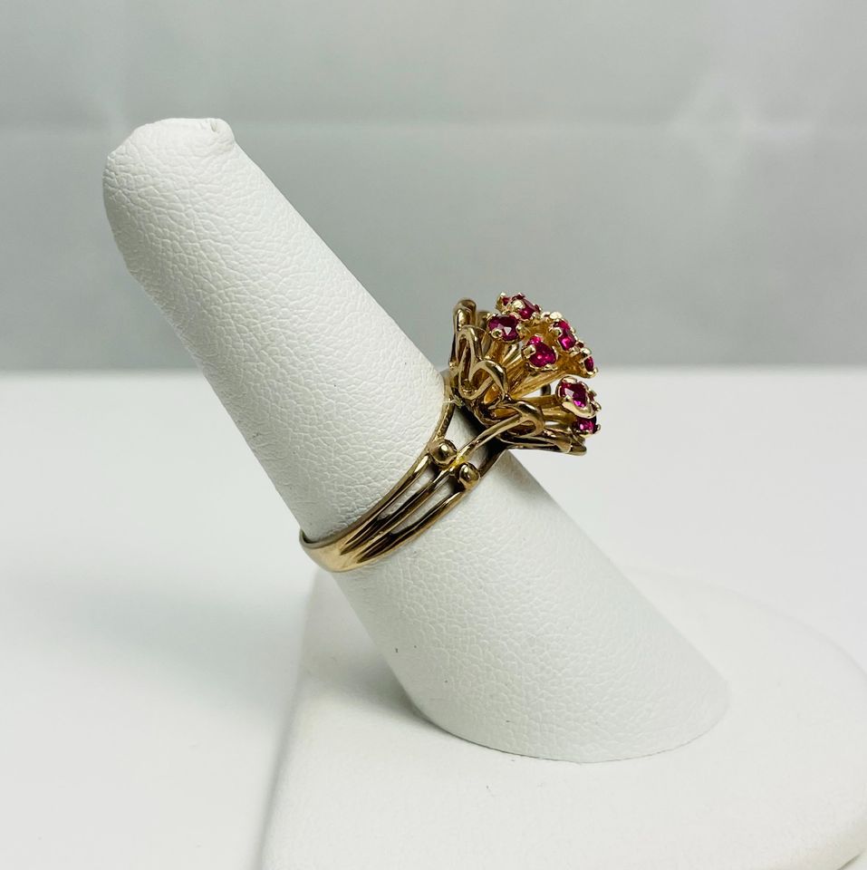 Vintage 10k Yellow Gold Synthetic Ruby Ring