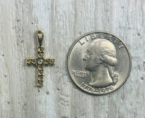 Small 1/3ct Natural Brown Diamond 14k Gold Cross Pendant