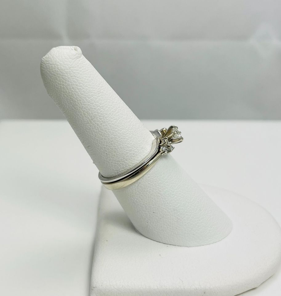 Natural Diamond 14k White Gold Engagement Ring Set